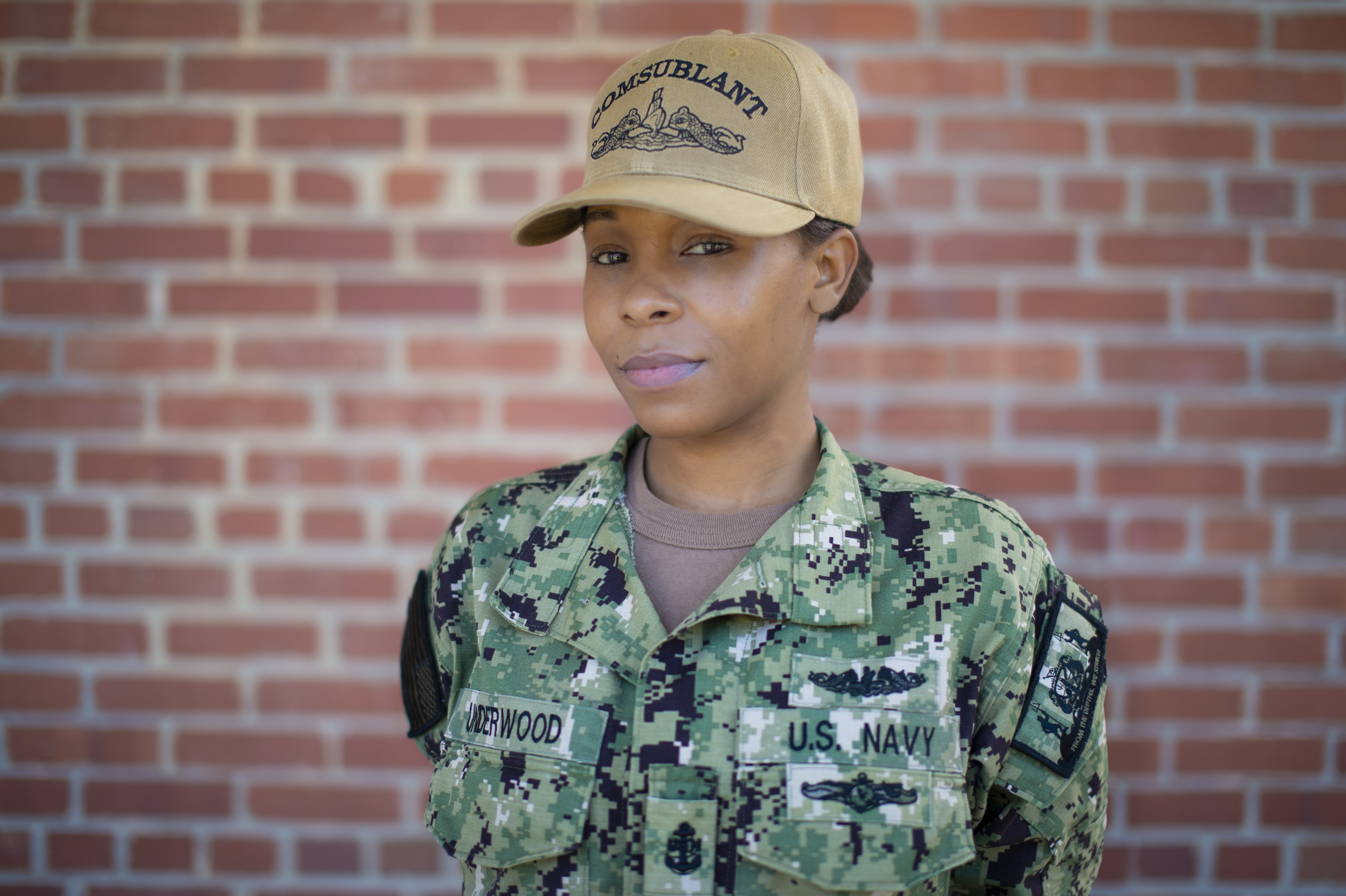 Chief Information Systems Technician (Submarine) Jasmine Underwood poses for a photo at Commander, Submarine Forces Atlantic, March 4, 2021. (