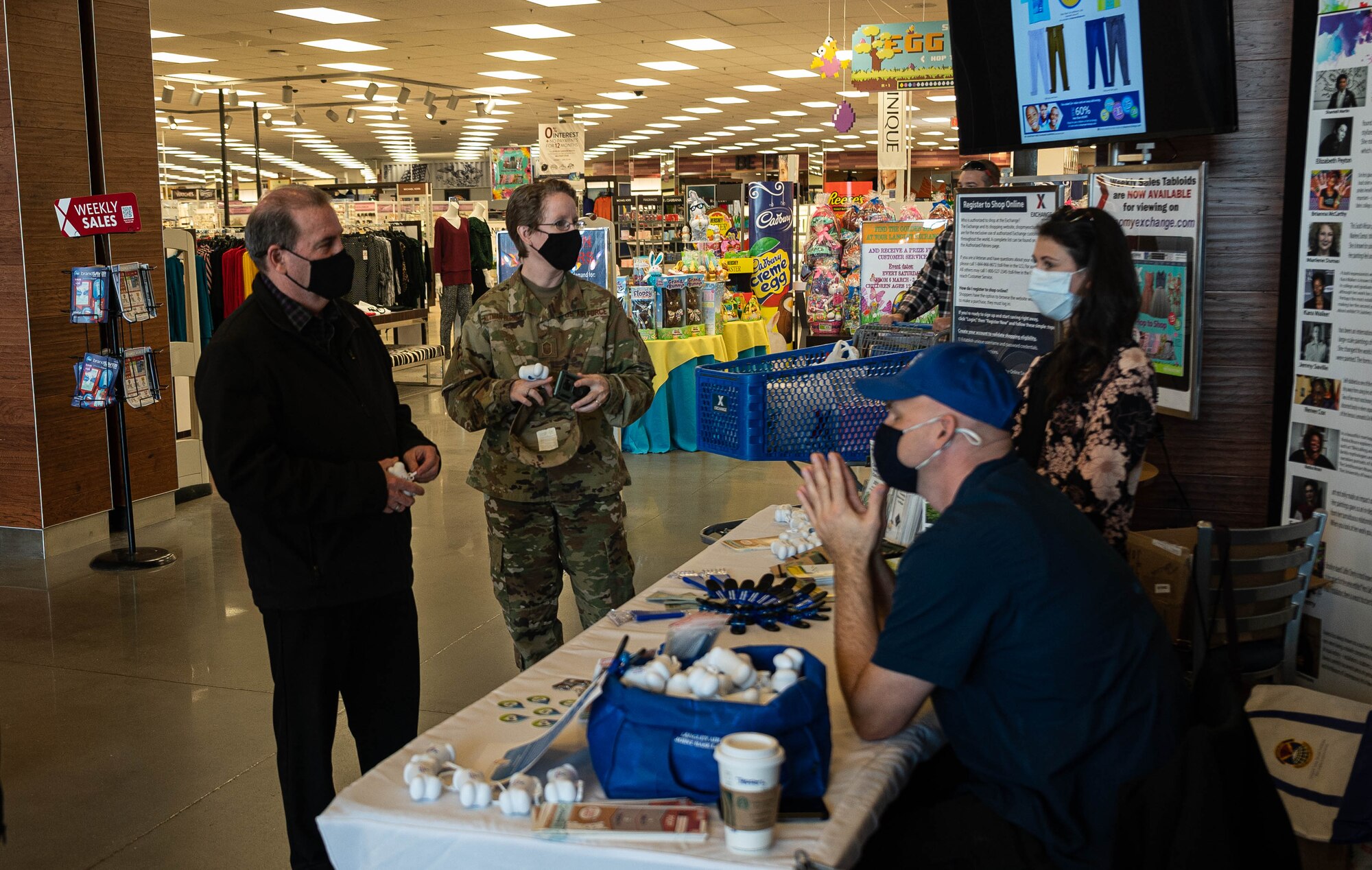 Members of the Environmental Team speak to members of the public.