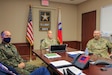 (From left to right) Brig. Gen. Alcides V. Faria, Jr., U.S. Army South deputy commanding general for interoperability, Maj. Gen. Daniel R. Walrath, U.S. Army South commanding general and Command Sgt. Major Trevor C. Walker, U.S. Army South senior enlisted advisor, attend the first Central American Working Group Meeting of Principals March 23, virtually, at U.S. Army South headquarters, Fort Sam Houston, Texas. The CENTAM Working Group Principals Meeting is a forum for army commanders representing El Salvador, Guatemala, Honduras and the United States to enhance professional relationships and plan for cooperation activities for the next five years. Maintaining strong relationships is a cornerstone of Army South’s engagements.