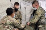 Soldiers with the 36th Medical Care Area Support, 44th Medical Brigade at Fort Bragg, perform realistic medical scenarios during a Field Oxygen Generator Resource test.