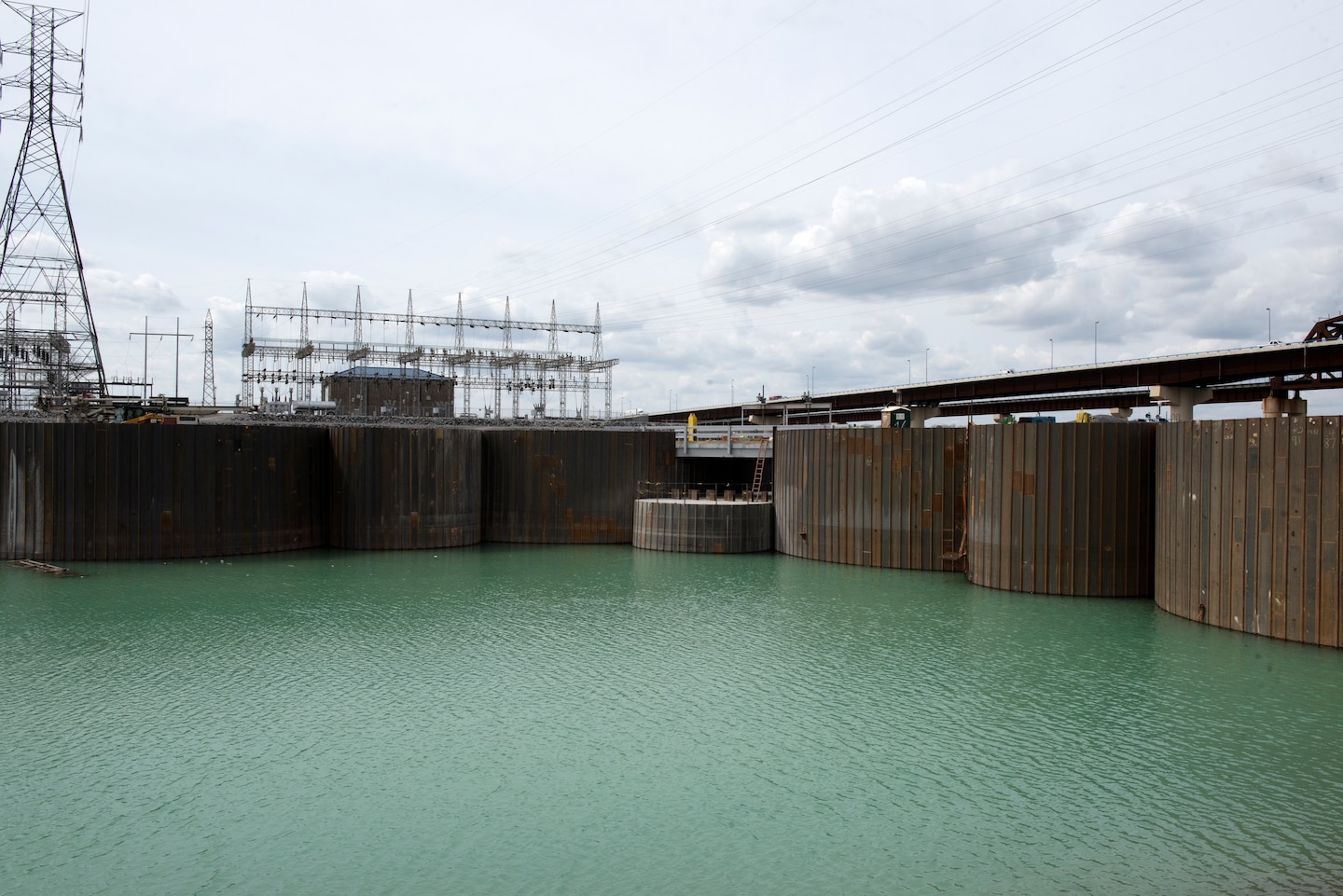 This is the completed cofferdam March 22, 2021, 2020 at the Kentucky Lock Addition Project on the Tennessee River in Grand Rivers, Kentucky. The U.S. Army Corps of Engineers Nashville District and contracting partner Johnson Brothers Construction recently completed the $68 million project where the U.S. Army Corps of Engineers Nashville District is constructing the new 110-foot by 1,200-foot navigation lock at the Tennessee Valley Authority project. (USACE Photo by Lee Roberts)