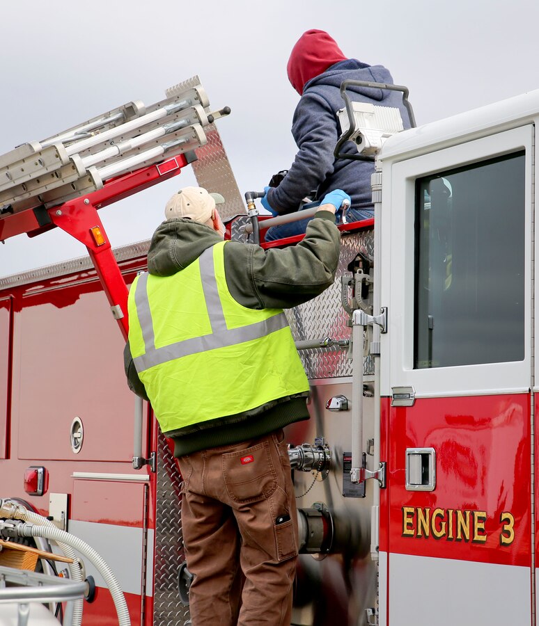 The aqueous film-forming foam, or AFFF, used in Marine Corps Logistics Base Albany Fire & Emergency Services’ trucks, until recently, had an unknown amount of per- and polyfluoroalkyl substances. This presented a possible health risk. Headquarters Marine Corps contracted out a company to drain out the old product and put in a new one. The fire trucks now have an AFFF containing less than 3% of the product. AFFF is mission-critical because it quickly extinguishes petroleum-based fires. (U.S. Marine Corps photo by Jennifer Parks)