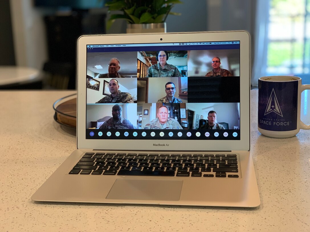 Individual Mobilized Augmentee Reservists gather virtually for a Reserve Unit Training Assembly Feb. 27-28, 2021, in support of the Space and Missile Systems Center. This year's RUTA saw an 110% increase with the event being virtual since SMC IMAs are spread around 25 different states in the U.S., and other overseas. (U.S. Space Force photo by Capt Bari Wald)