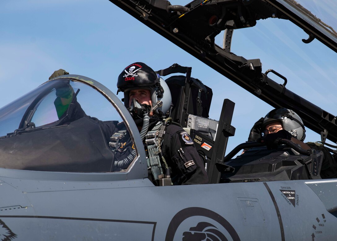 A Republic of Singapore Air Force pilot assigned to the 428th Fighter Squadron, prepares to take flight at Nellis Air Force Base, Nevada, March 19, 2021. The RSAF participated in Red Flag 21-2, training in advanced aerial combat scenarios with the U.S. Air Force, Sweden and several NATO nations.