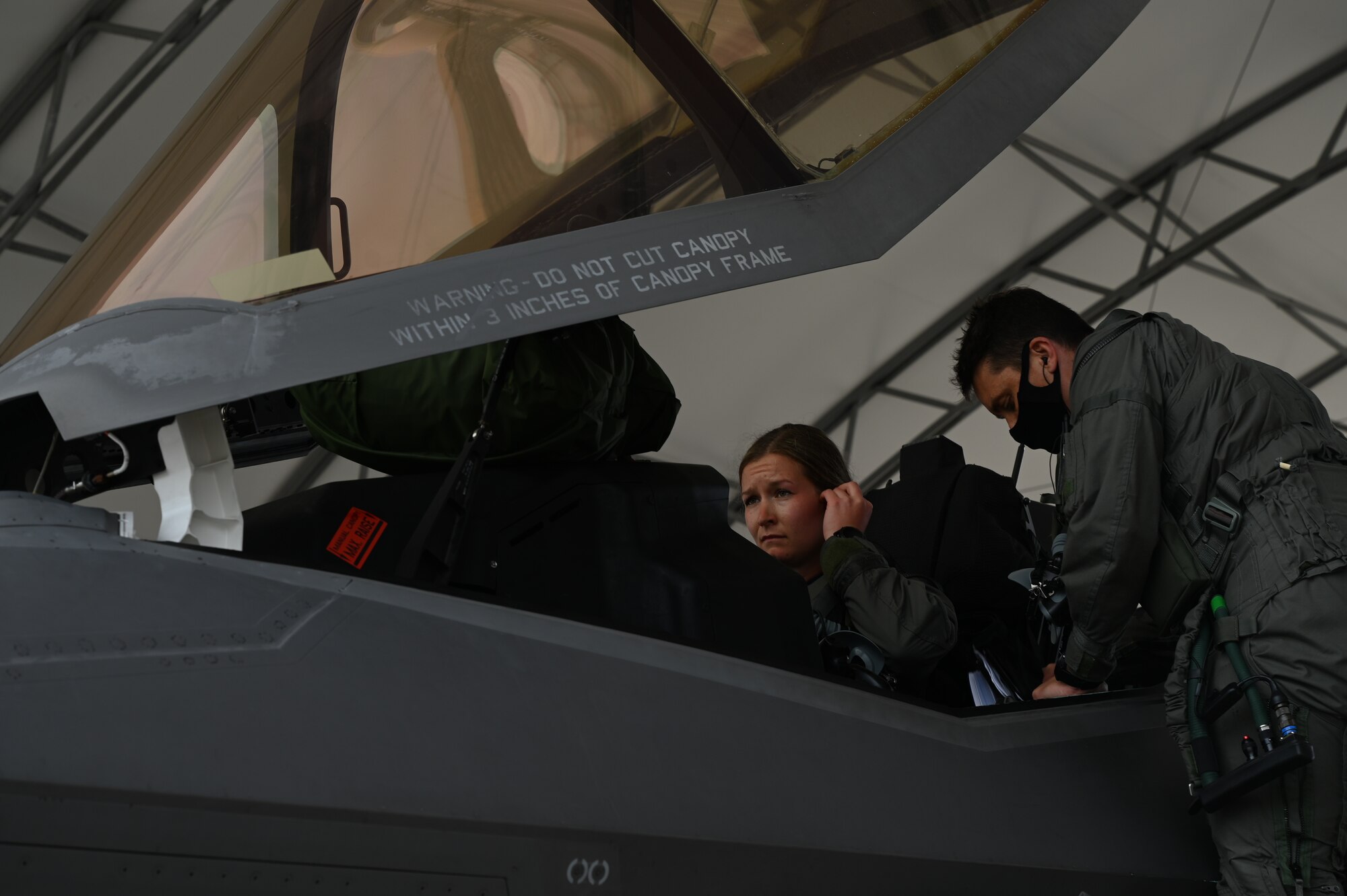 Student Pilot prepares her first flight.