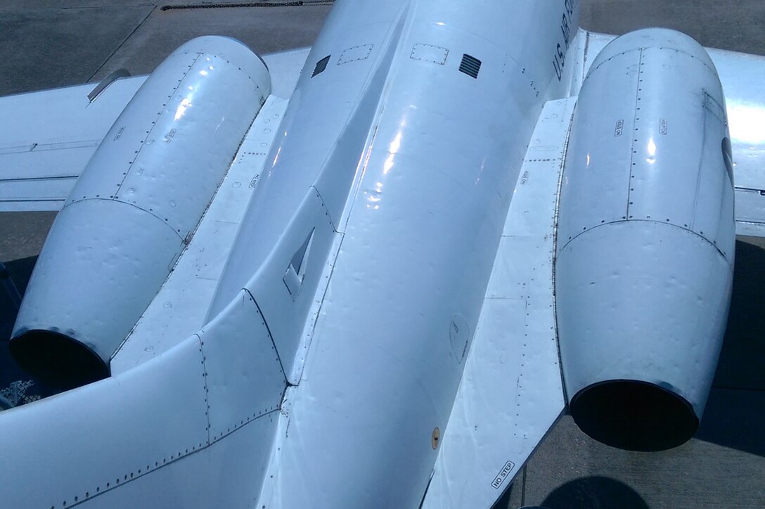 A T-1 aircraft damaged during a hail storm, sits on a flight line prior to repair. (Courtesy photo)