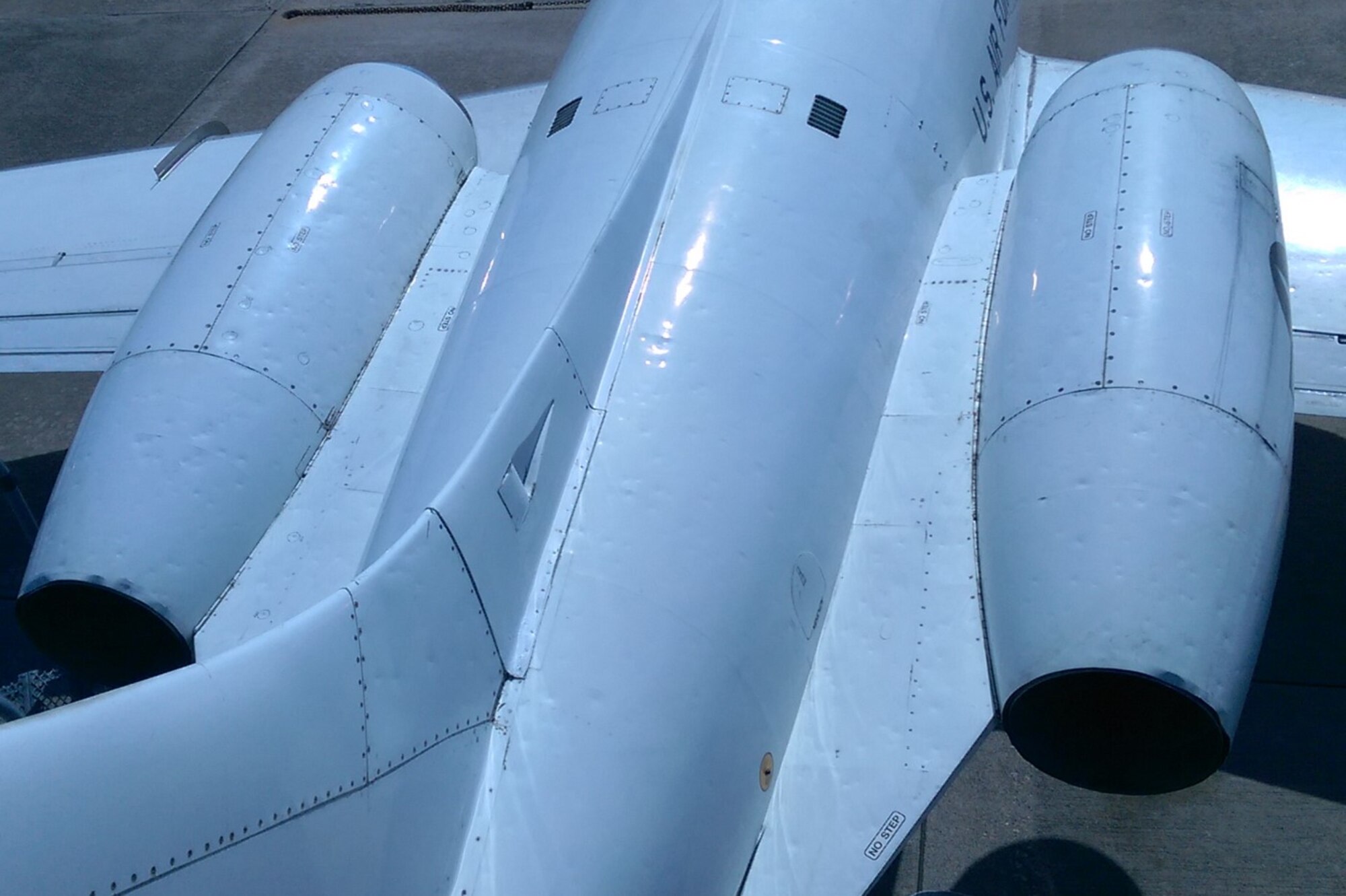 A T-1 aircraft damaged during a hail storm, sits on a flight line prior to repair. (Courtesy photo)