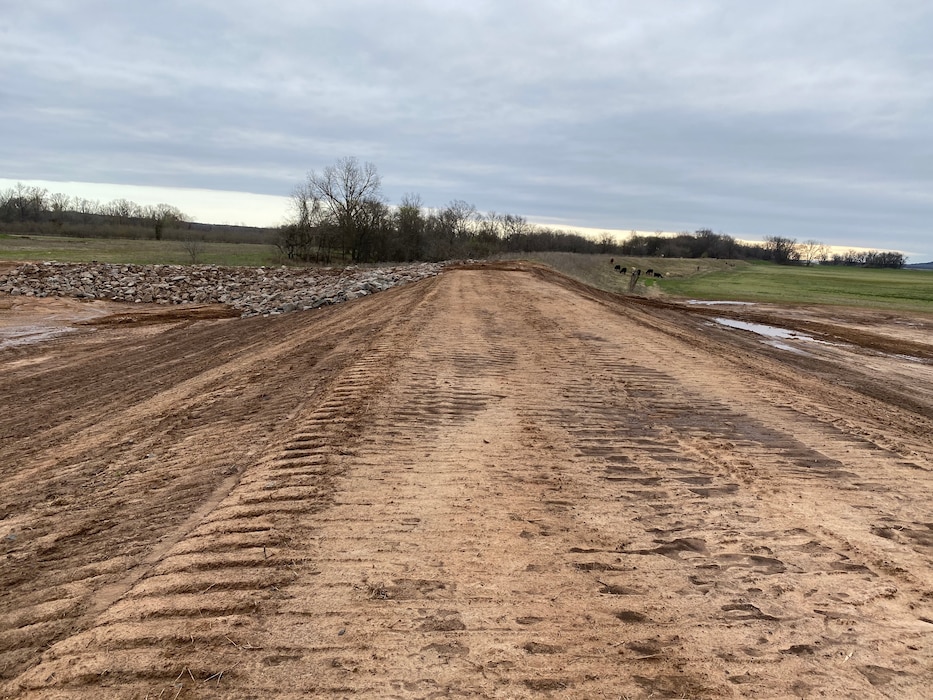 raised dirt track on top of a levee