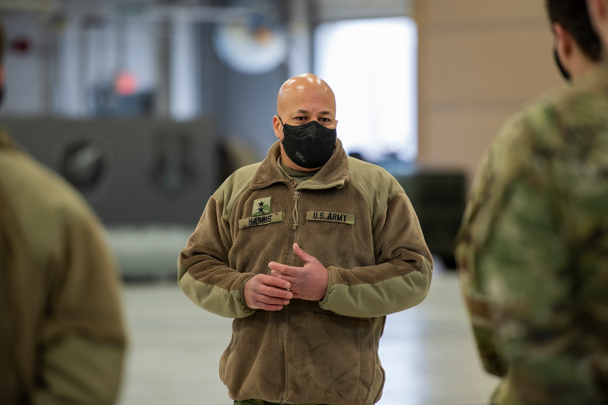 U.S. Air Force Maj. Gen. John Harris, Ohio’s Adjutant General, speaks to members assigned to the Ohio National Guard’s 180th Fighter Wing, Jan. 26, 2020 at the 180FW in Swanton, Ohio.