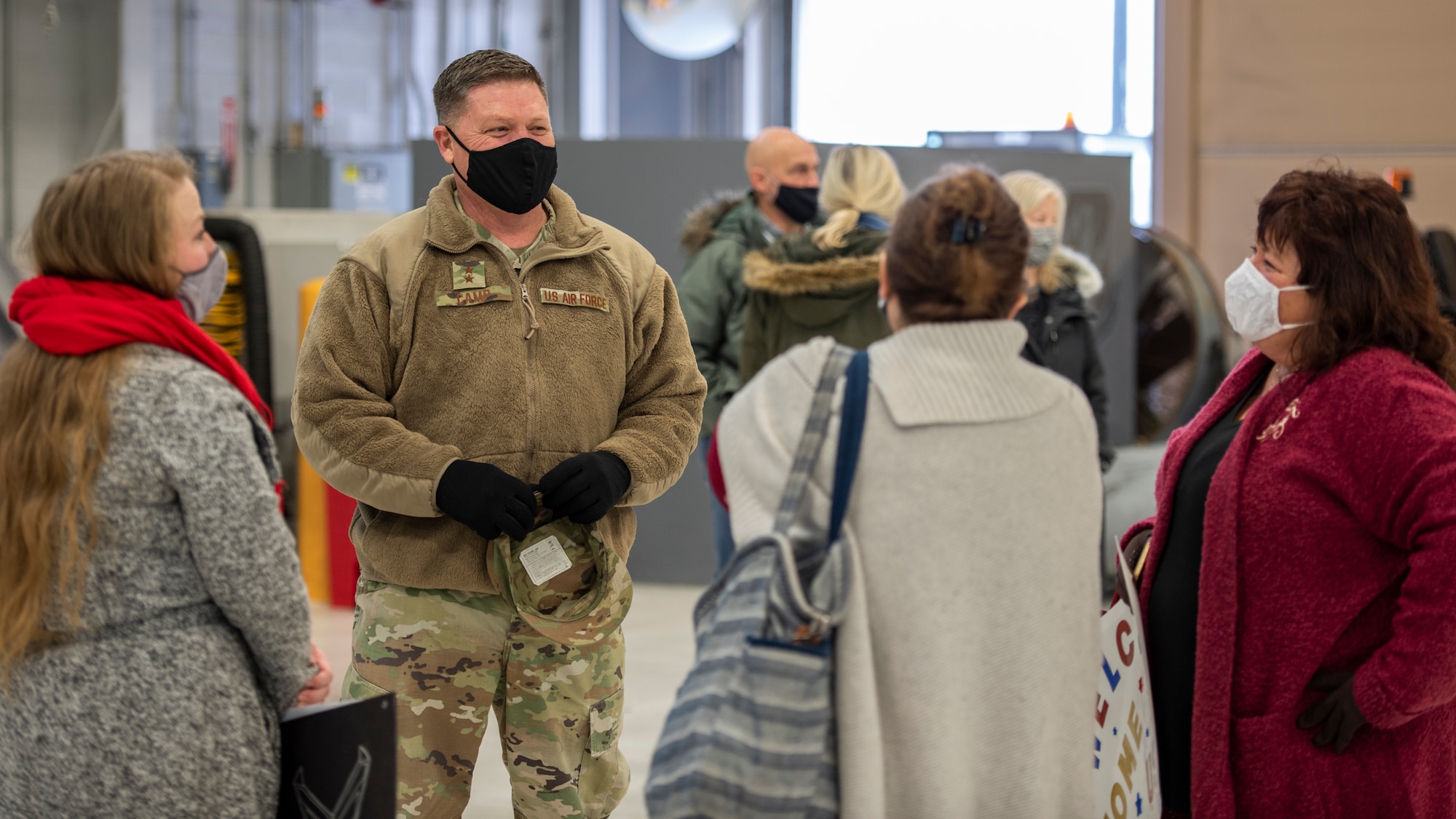 U.S. Air Force Maj. Gen. James Camp, Ohio’s Assistant Adjutant General, speaks to family members of deployed Airmen assigned to the Ohio National Guard’s 180th Fighter Wing, Jan. 26, 2020 at the 180FW in Swanton, Ohio.