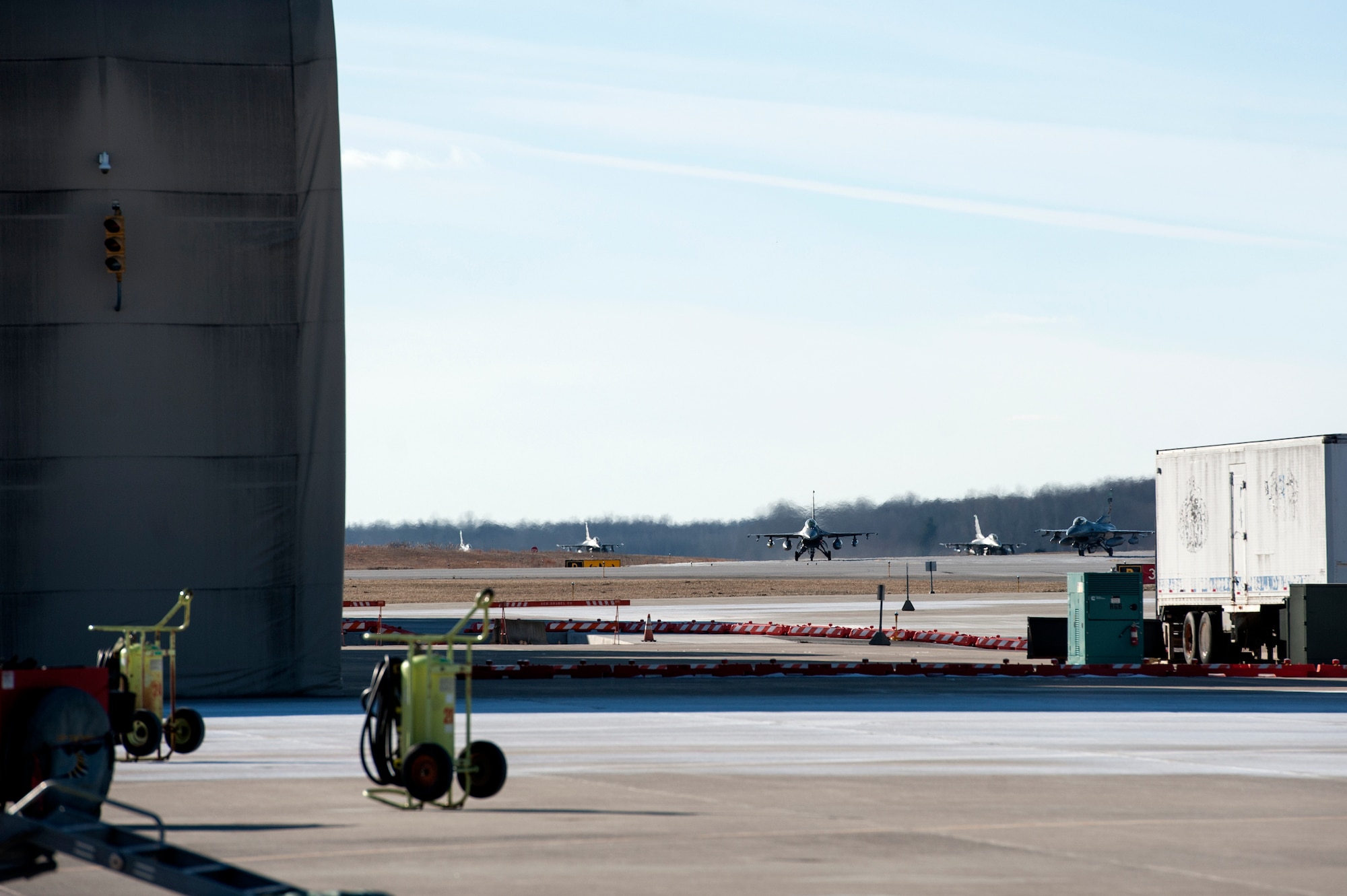 U.S. Air Force F-16 Fighting Falcons, assigned to the Ohio National Guard’s 180th Fighter Wing, return home from a three-month Aerospace Expeditionary Force deployment to Bagram Air Base, Afghanistan, Jan. 23, 2021.