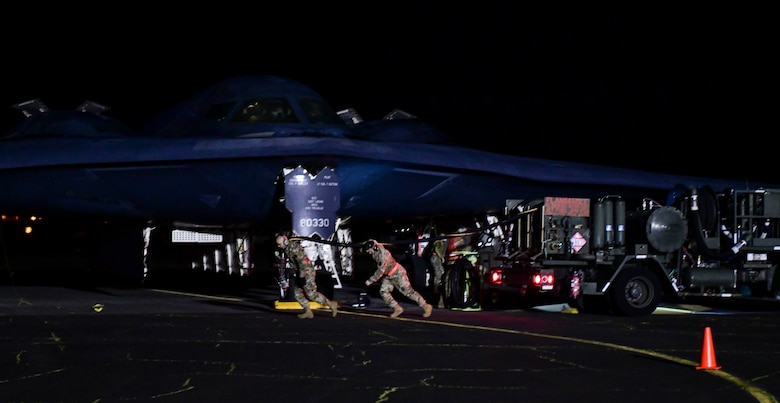 The B-2s rely on refueling capabilities at Lajes to enable support for joint and combined training, exercises and operations in the High North region. (U.S. Air Force photo by Tech. Sgt. Heather Salazar)