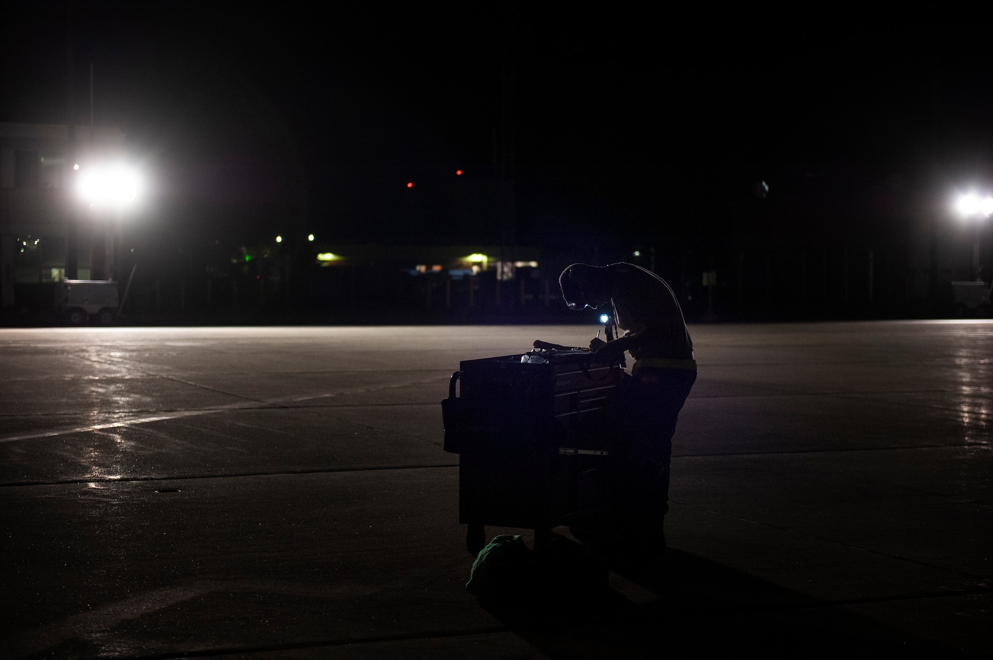 A U.S. Air Force Airman, assigned to the Ohio National Guard’s 180th Fighter Wing, reviews aircraft forms prior to an early morning launch, Oct. 12, 2020, as they depart from the 180FW in Swanton, Ohio, for an Aerospace Expeditionary Force deployment.