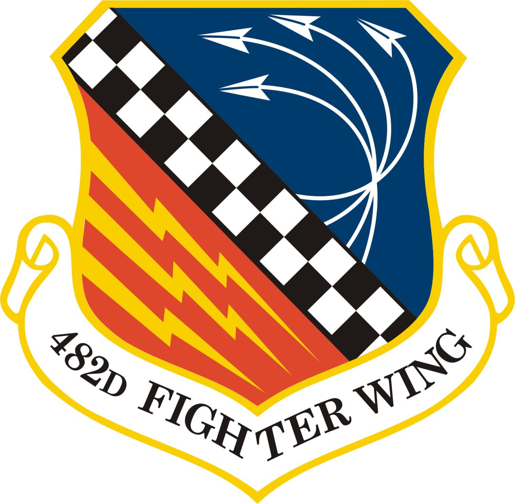 Current 482nd Fighter Wing emblem approved in November 1989. (U.S. Air Force graphic)