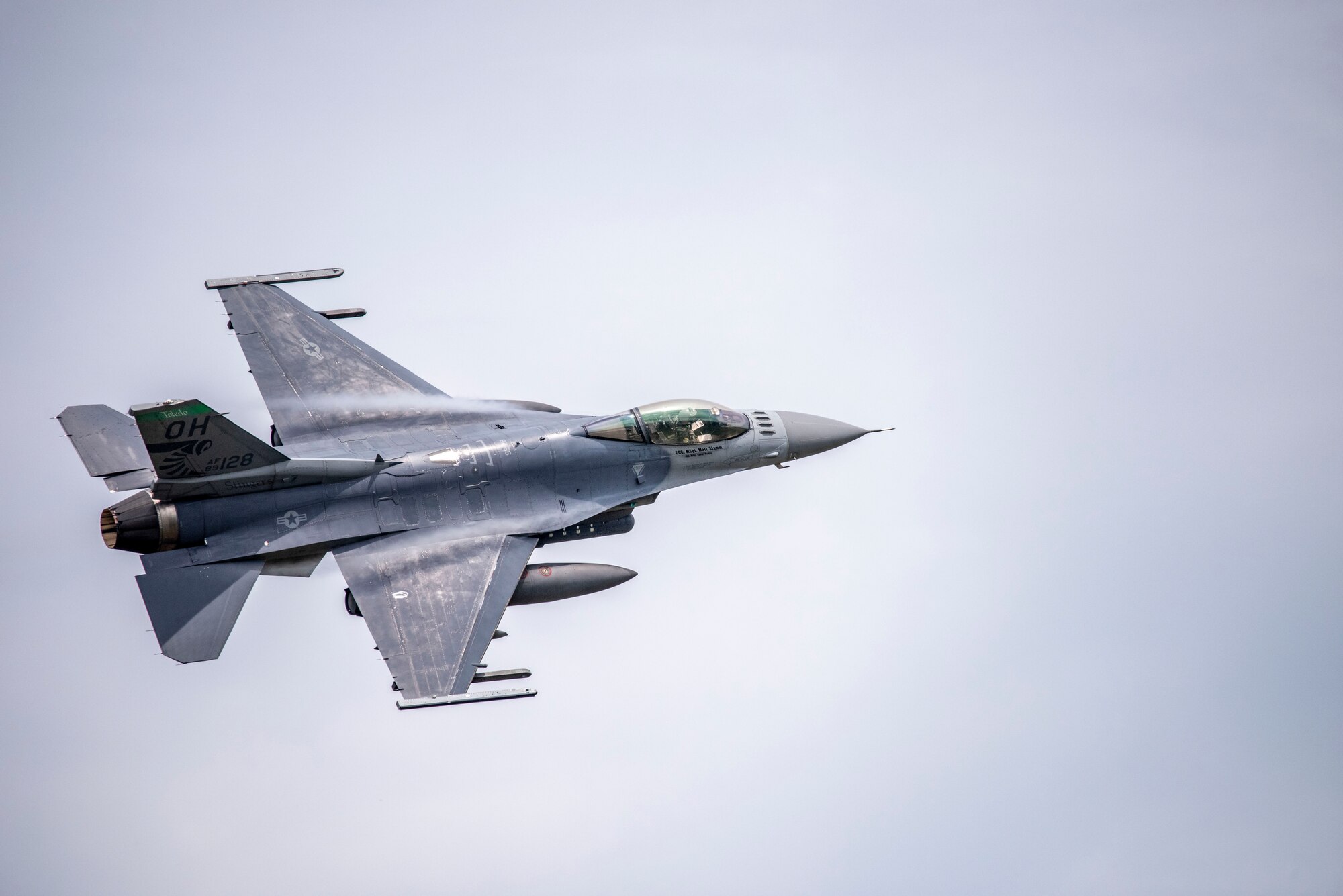 U.S. Air Force Capt. William Ross, an F-16 Fighter Pilot assigned to the Ohio National Guard’s 180th Fighter Wing, takes off in an F-16 Fighting Falcon during a training flight at the 180FW in Swanton, Ohio, July 30, 2020.