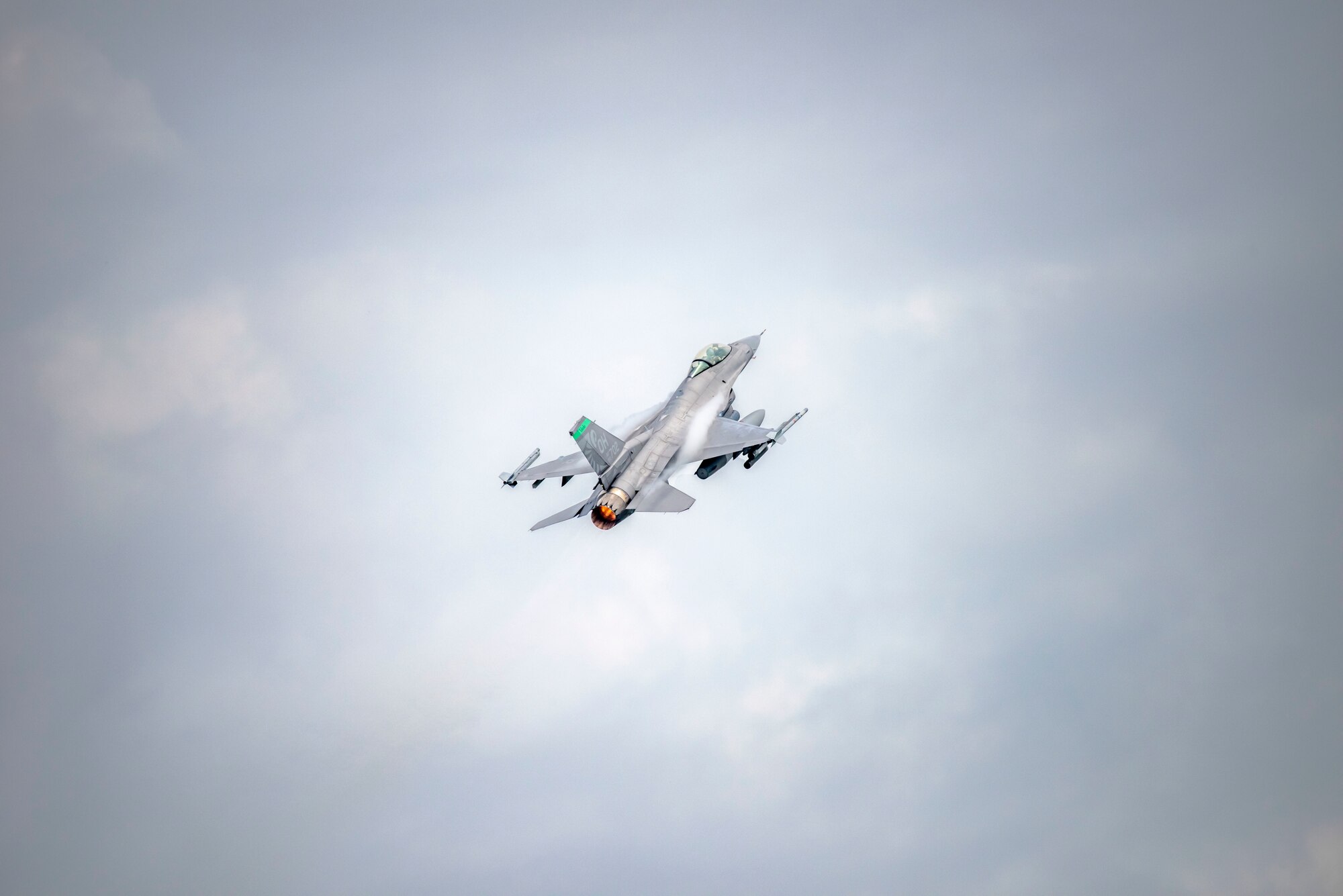 U.S. Air Force Lt. Col. Garrick Webb, an F-16 Fighter Pilot assigned to the Ohio National Guard’s 180th Fighter Wing, takes off in an F-16 Fighting Falcon during a training flight at the 180FW in Swanton, Ohio, July 30, 2020.