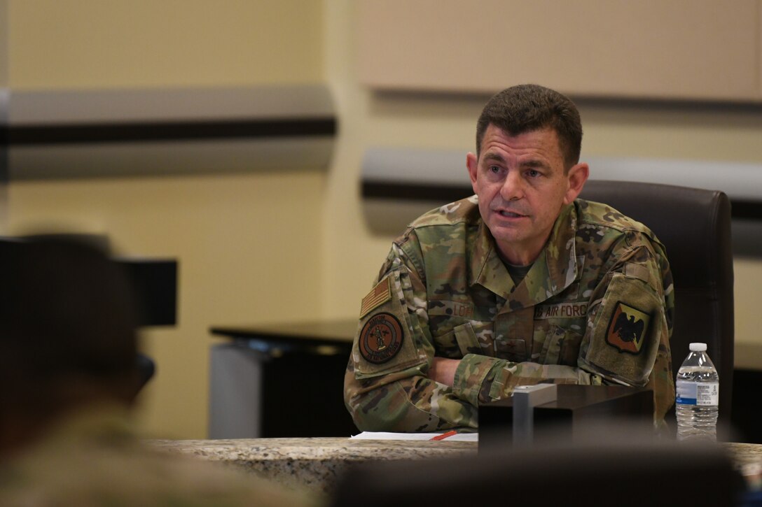 Lt. Gen. Michael Loh, Air National Guard director, speaks about resilience to service members during the virtual Total Force Integration Symposium, hosted by the Headquarters Air Force Directorate of Total Force Integration, at the Jacob Smart Conference Center on Joint Base Andrews, Md., March 23, 2021.