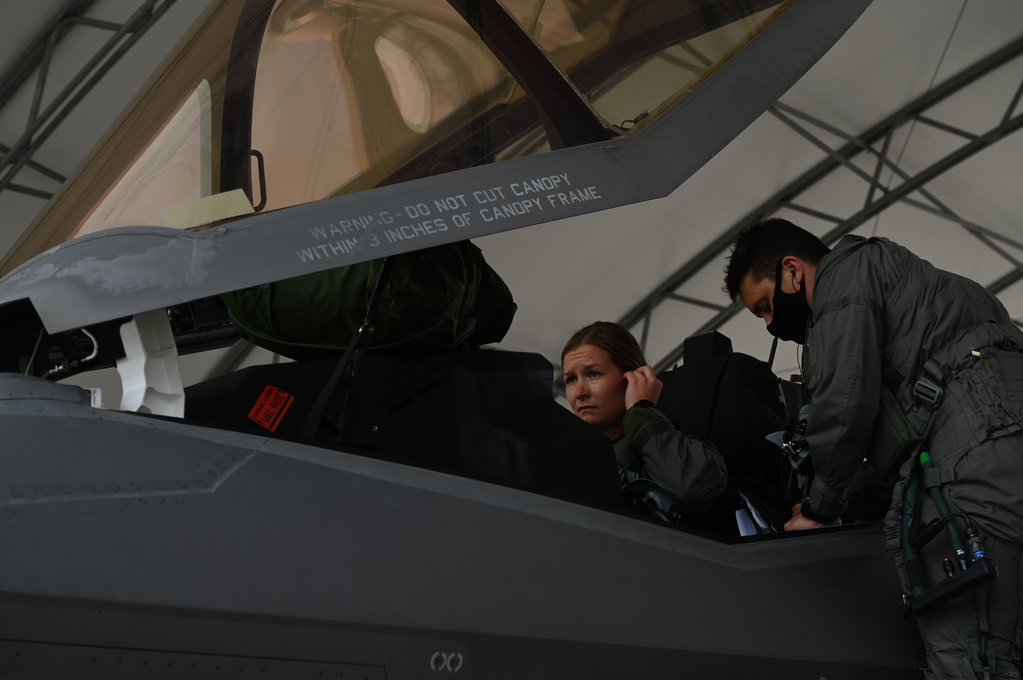 Student Pilot prepares her first flight.