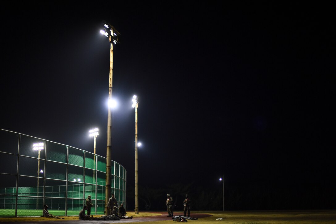 Simulated victims and Airmen participate in training.