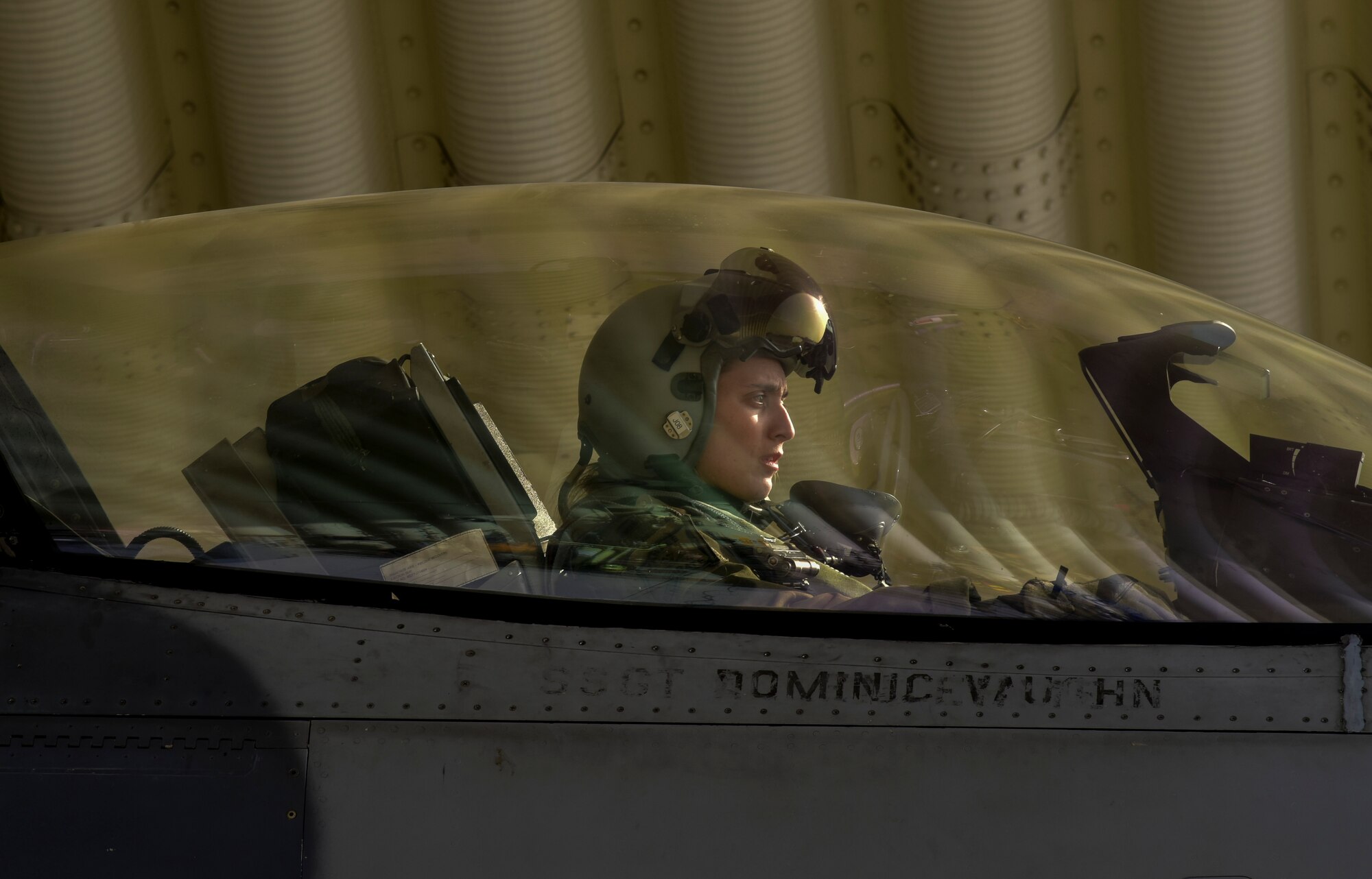 Capt. “Buzzer” Randolph, 80th Fighter Squadron pilot, prepares to taxi during an integrated combat turn at Kunsan Air Base, Republic of Korea, March 23, 2021. An integrated combat turn, or ICT, consists of a quick refuel and weapons reload in between sorties, so jets can get back in the air as quickly as possible. (U.S. Air Force photo by Tech. Sgt. Kristin S. High)