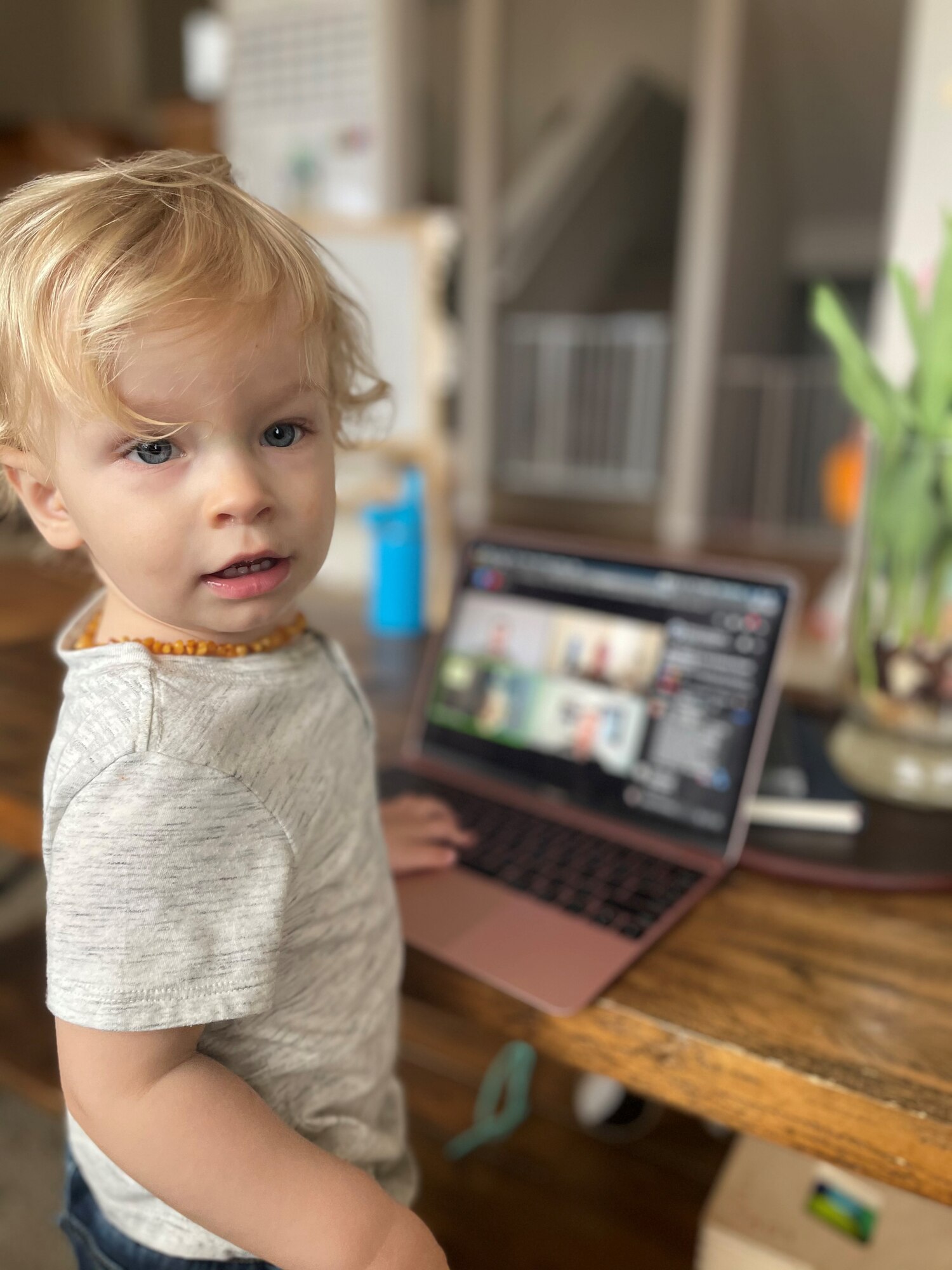 Child watches AF symposium.