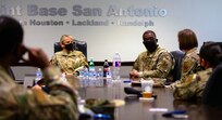 U.S. Air Force Brig. General Caroline M. Miller, 502nd Air Base Wing and Joint Base San Antonio commander, and Command Chief Master Sgt. Wendell Snider participate in "Tough Conversations" topic of women in the Air Force. The “Tough Conversation” Roundtable is a monthly series focused on important, challenging and impactful topics that affect the Air Force and Department of Defense.