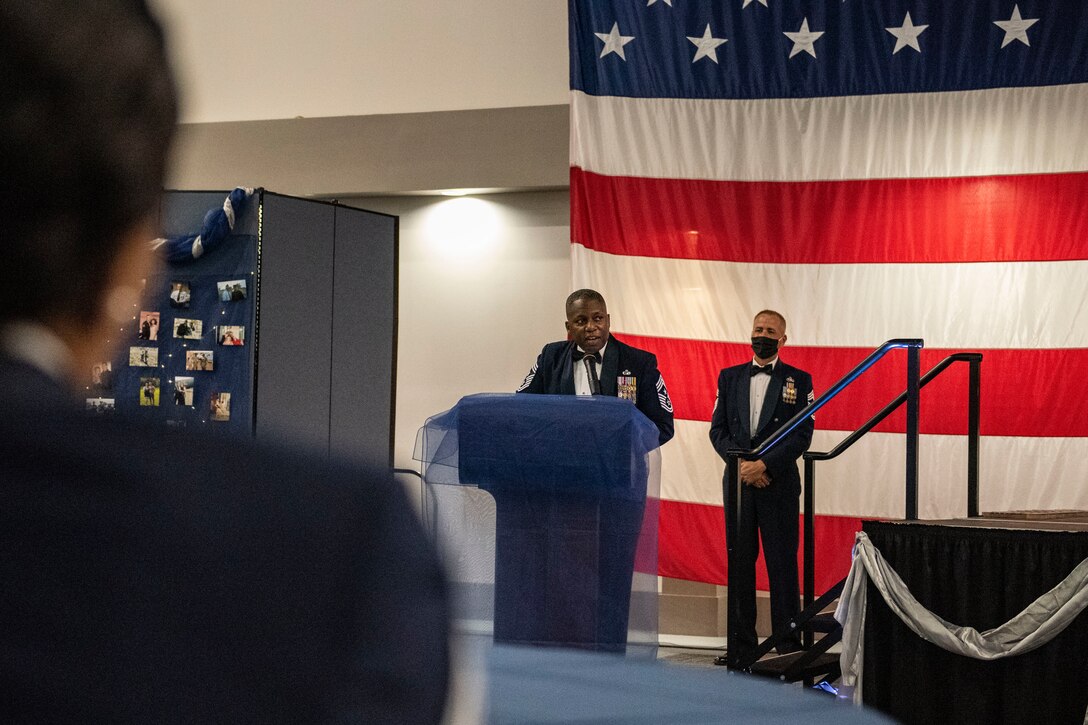 Chiefs speaks to audience.