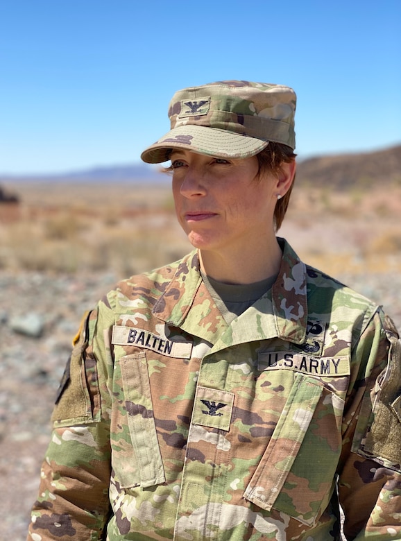 Col. Julie Balten, U.S. Army Corps of Engineers Los Angeles District commander, visits the Painted Rock Dam spillway March 24 near Gila Bend, Arizona. Balten leads 746 military and civilian personnel operating in a 226,000-square-mile area of California, Arizona, Nevada and Utah.