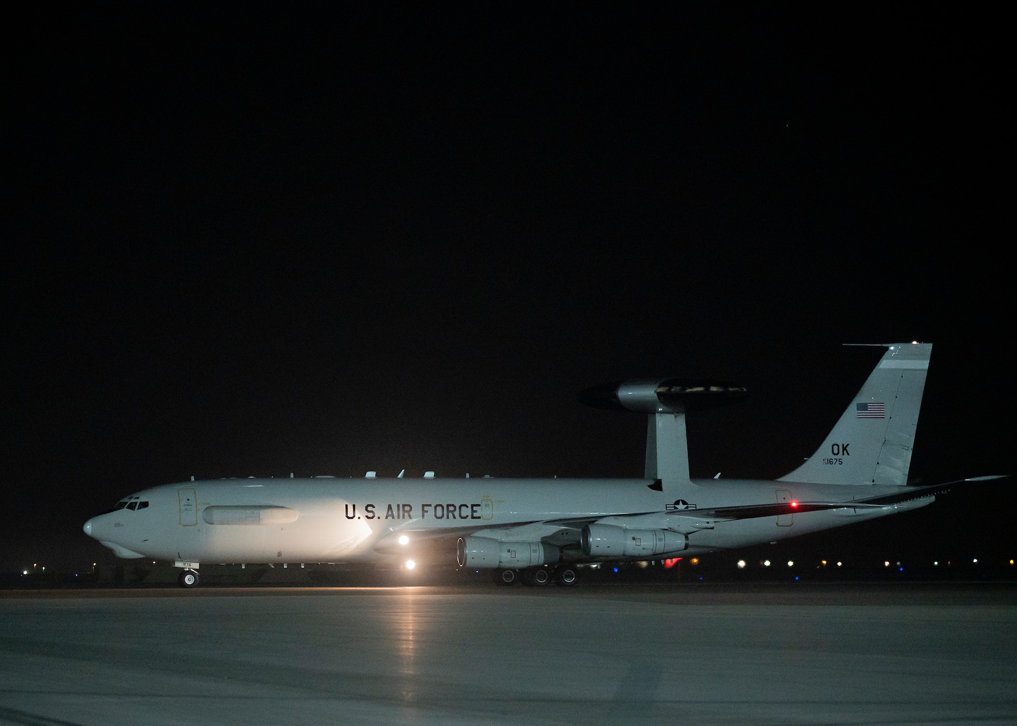 A U.S. Air Force E-3 Sentry taxis.