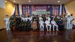 Leadership from participating countries pose for a group photo following the closing ceremony of Exercise Obangame Express in Accra, Ghana, March 27, 2021.