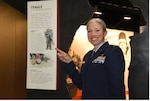 Illinois Air National Guard Capt. Jennifer Weitekamp, the first female sniper in the U.S. military, is among Air Force women featured in an exhibit at the National Museum of the U.S. Air Force at Wright-Patterson Air Force Base near Dayton, Ohio. Weitekamp is shown next to the Women in the Air Force exhibit March 5, 2021.