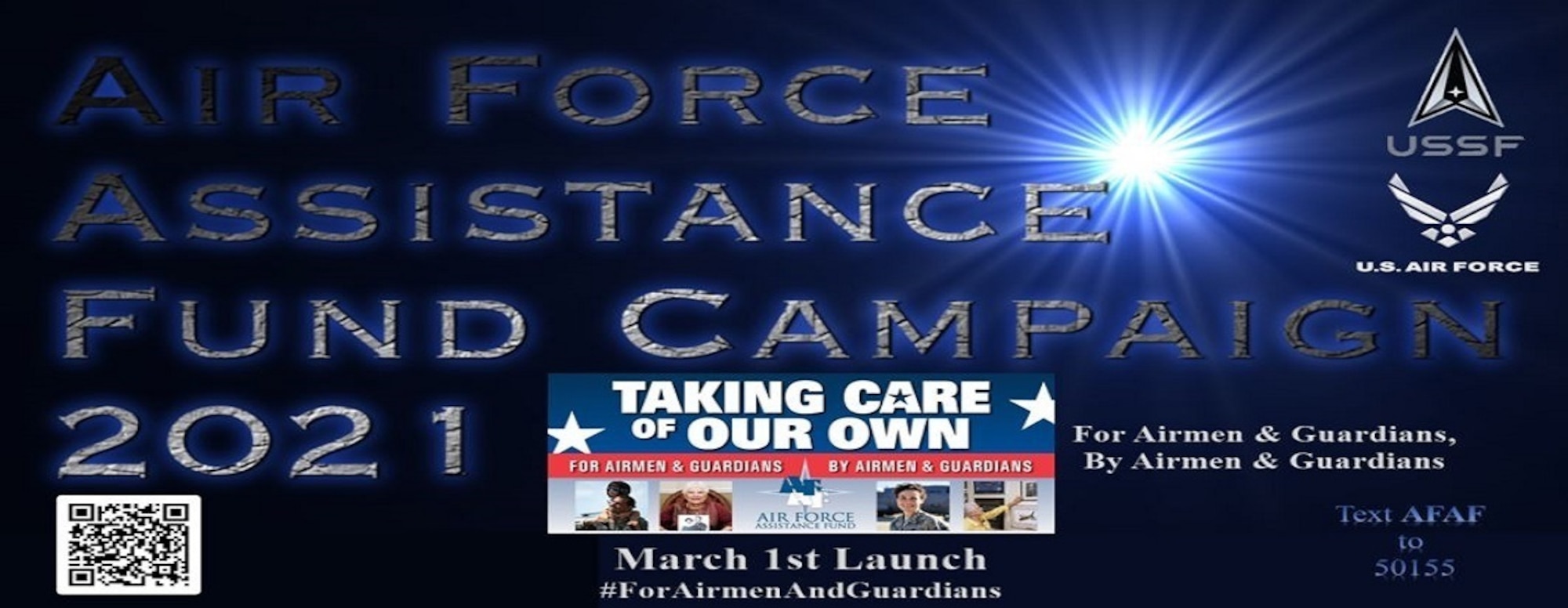 The 2021 Air Force Assistance Fund campaign to raise funds for charities that provide support to Air and Space Force families in need will run March 22 through April 30 at MacDill Air Force Base, Florida. (U.S. Air Force graphic)