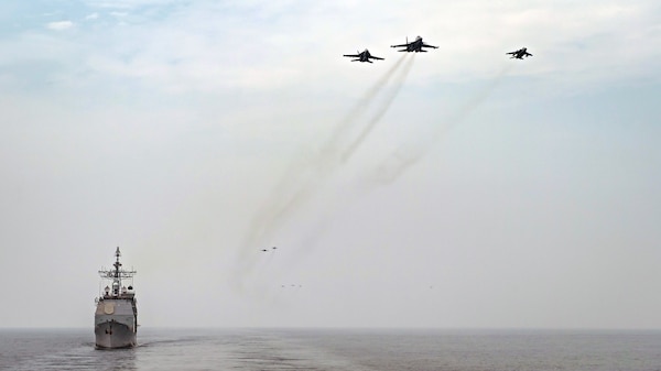 The Theodore Roosevelt Carrier Strike Group operates with the Indian navy.