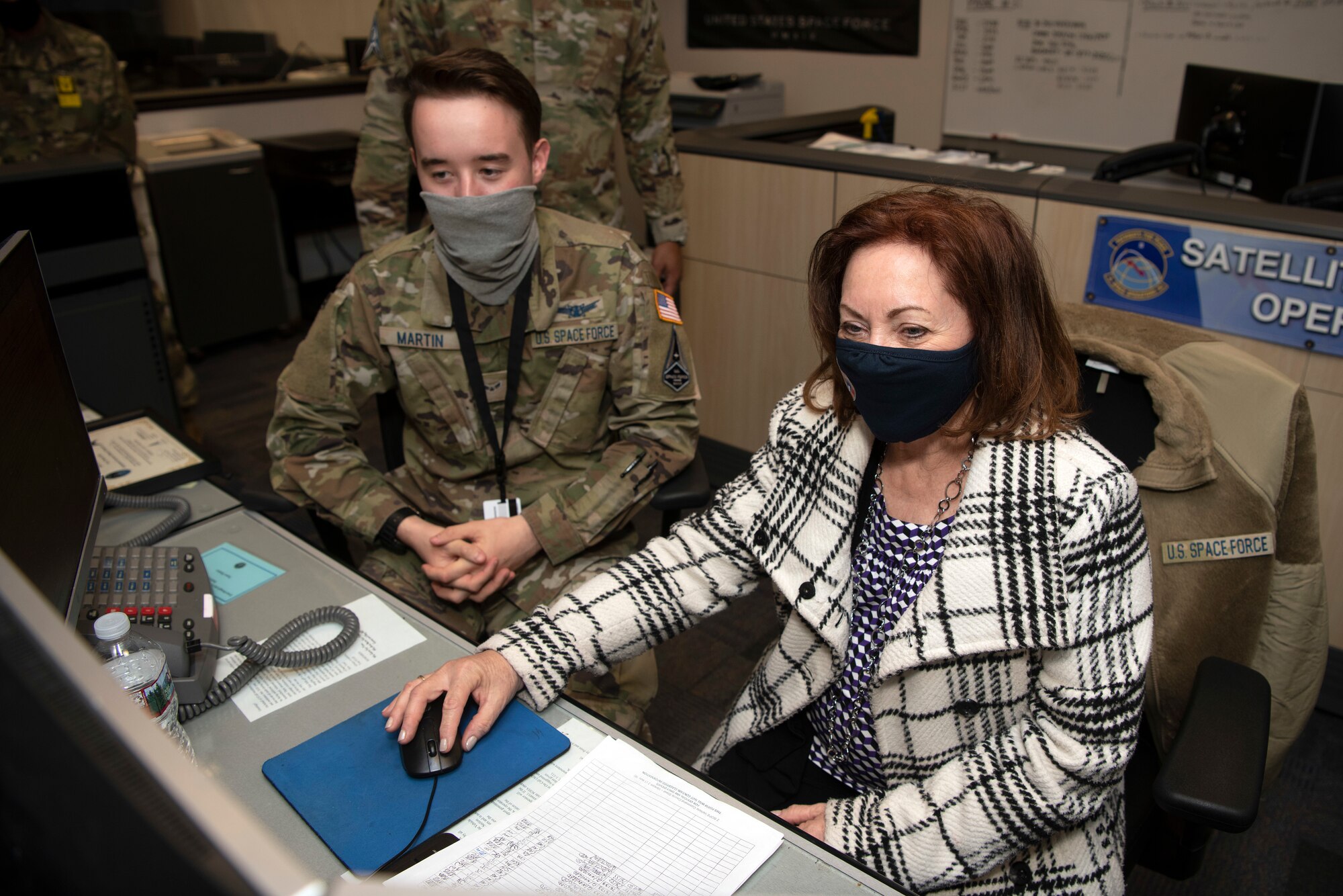 woman using computer
