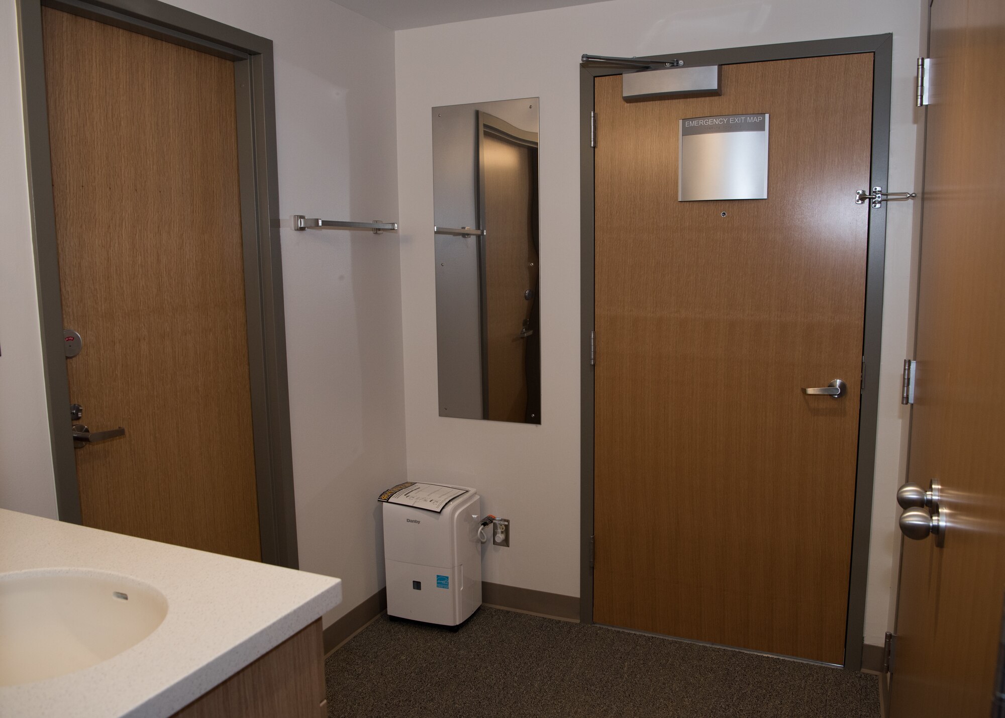 Each room in Endeavour Hall contains a dehumidifier.