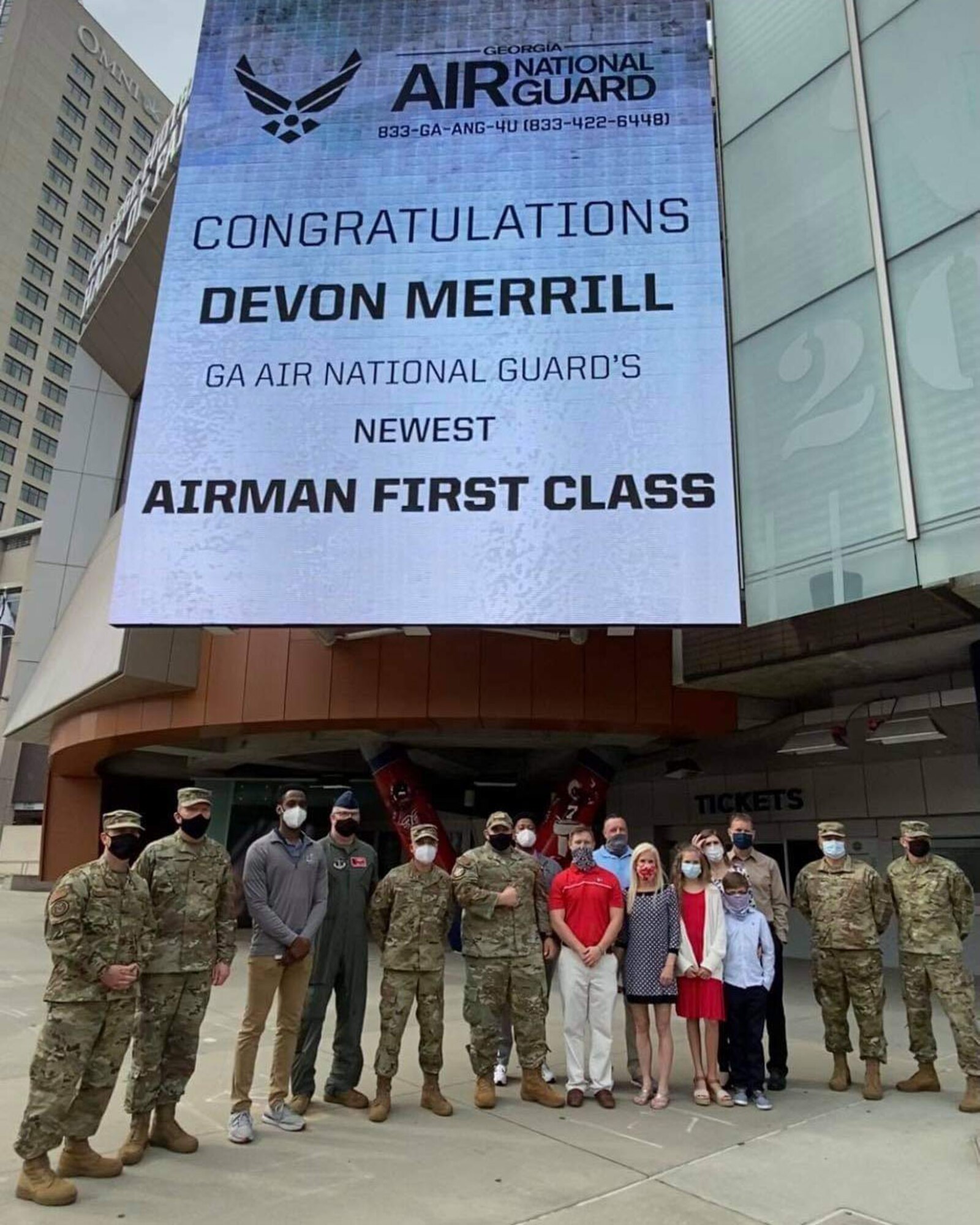 Air Force Recruiting Service helped solidify its partnership with the Chick-fil-A College Football Hall of Fame as Devon Miller, wearing the University of Georgia colors, was the first person to be sworn-in at the HOF as part of the partnership.