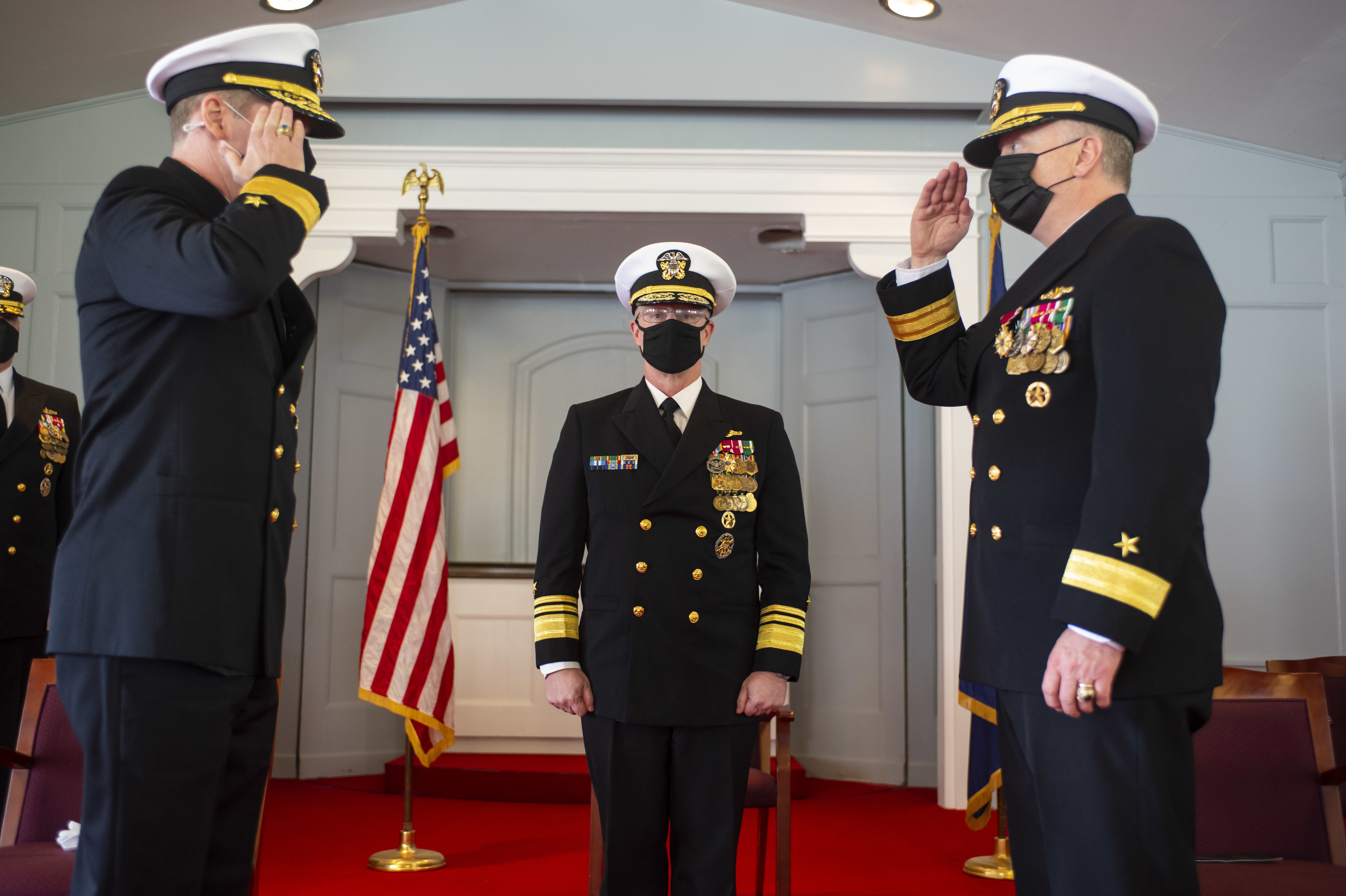 Change of command ceremony for Commander, Submarine Group Two (SUBGRU2) at Naval Support Activity Hampton Roads in Norfolk, Va., March 26, 2021.