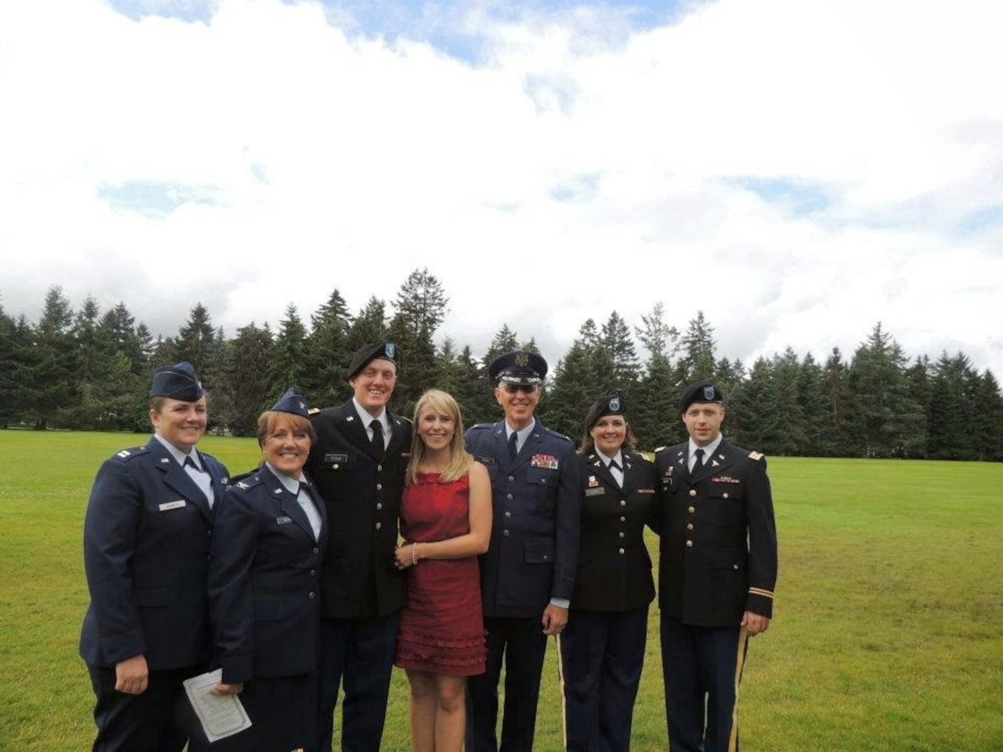 The family of Maj. Courtney Barnett attend an officer commissioning ceremony for her brother Ryan Barnett.