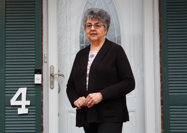 Jean Stanfield, retired administrative supervisor, poses outside of her home in Fredericksburg, VA, March 16, 2021.