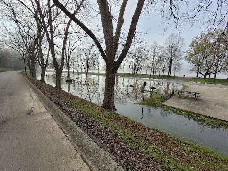 The U.S. Army Corps of Engineers Nashville announces that high water at its lakes has impacted some campgrounds in the Cumberland River Basin. This is Lock A Campground March 30, 2021 at Cheatham Lake in Ashland City, Tennessee.  (USACE Photo by Amber Jones)