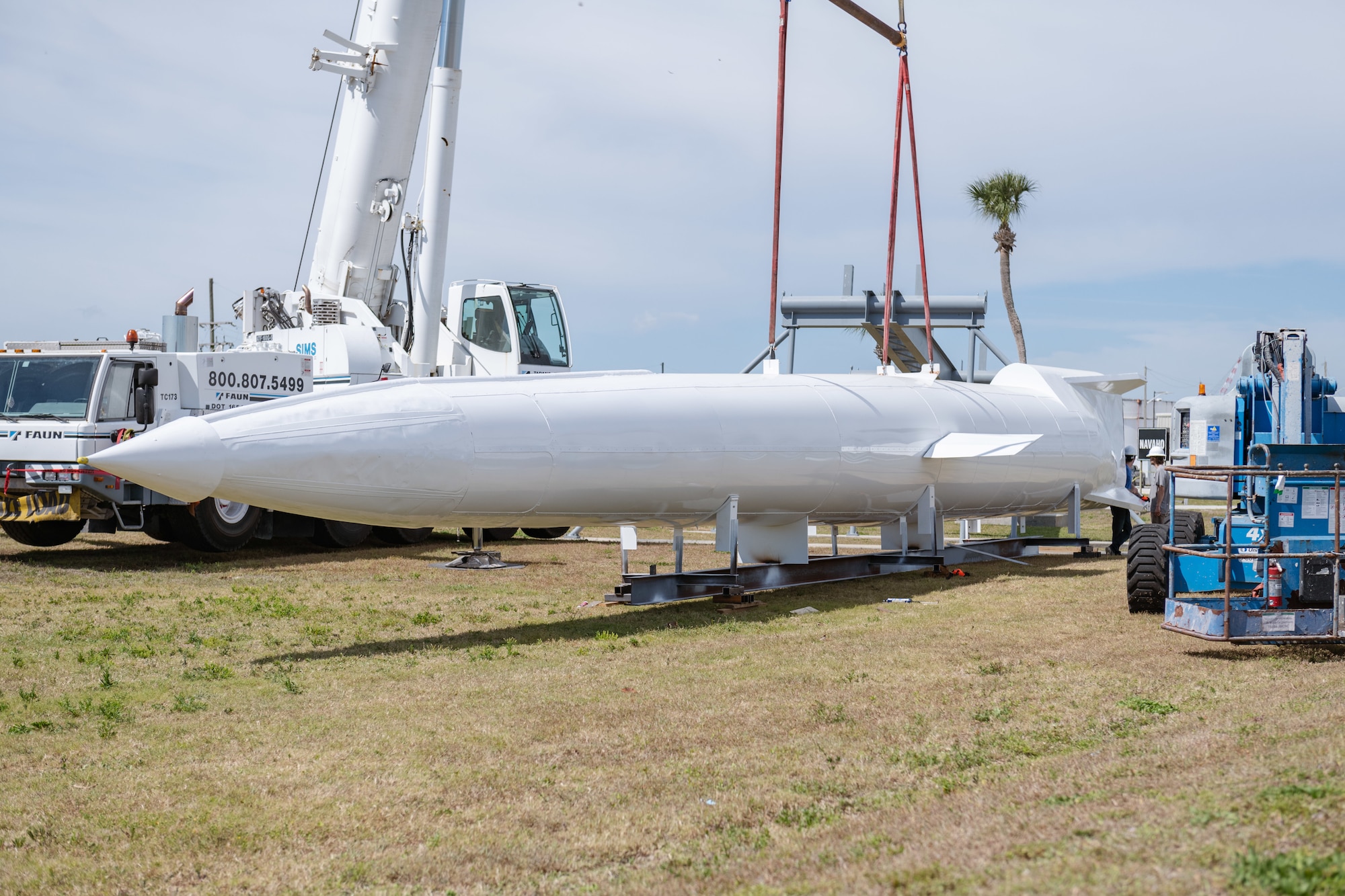 A restored Navaho XSM-64 Missle is put on display at Cape Canaveral Space Force Station, Fla., March 27, 2021. Considered the most advanced aircraft in its day, the Navaho was envisioned in 1947 as a pilotless bomber capable of carrying a weapons payload a distance of 5,500 miles. (U.S. Space Force photo by Joshua Conti)