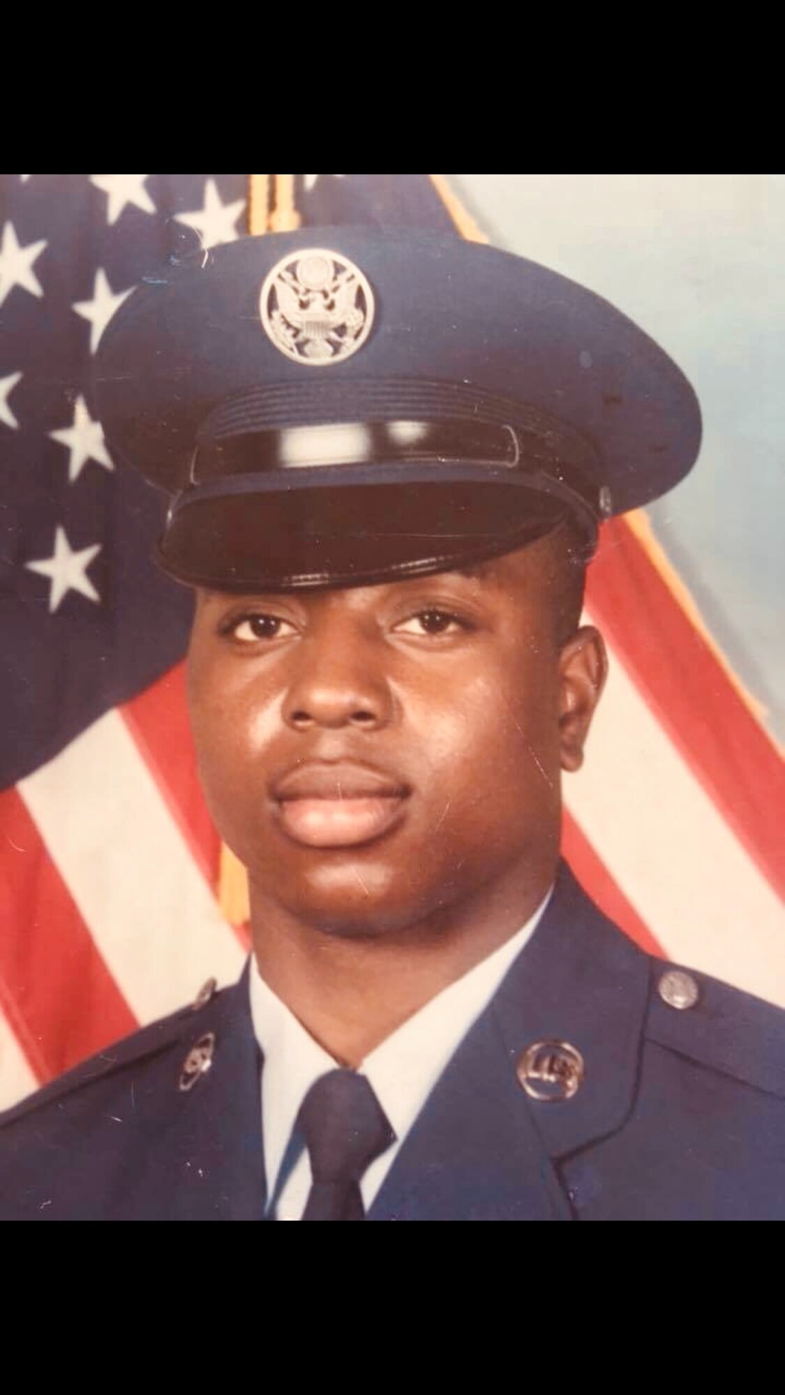 Chief Master Sgt. Raisean Lasenberry, Air Force Global Strike Command 608 Air Operations Center chief enlisted manager poses for an official photo during military basic training at Lackland Air Force Base, TX. (Courtesy photo)