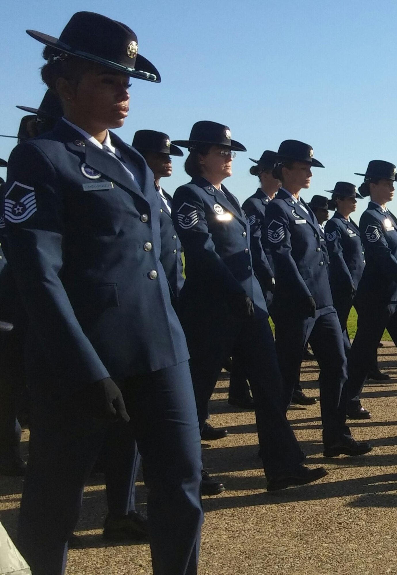 Chief Master Sgt. Seamon-Sylvester as a Master Sgt. Leading her flight as a Military Training Instructor. (Courtesy photo by Chief Master Sgt. Syreeta Seamon-Sylvester)