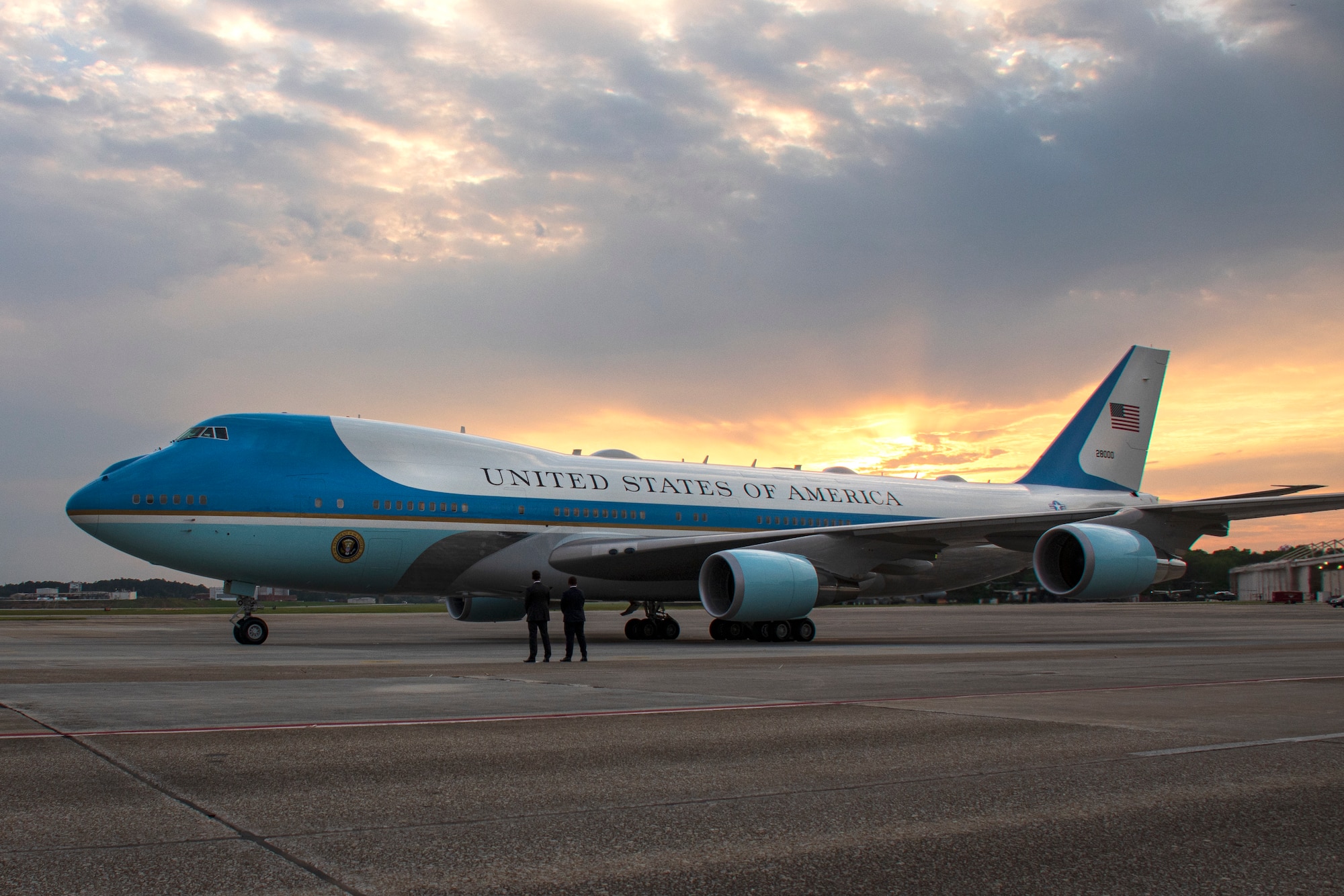 Air Force One prepares for takeoff at Dobbins Air Reserve Base, Ga. on April 29, 2021. President Joe Biden and First Lady Jill Biden arrived earlier via Marine One, where they were greeted by Dobbins leadership and escorted to Air Force One. (U.S. Air Force photo by Andrew Park)