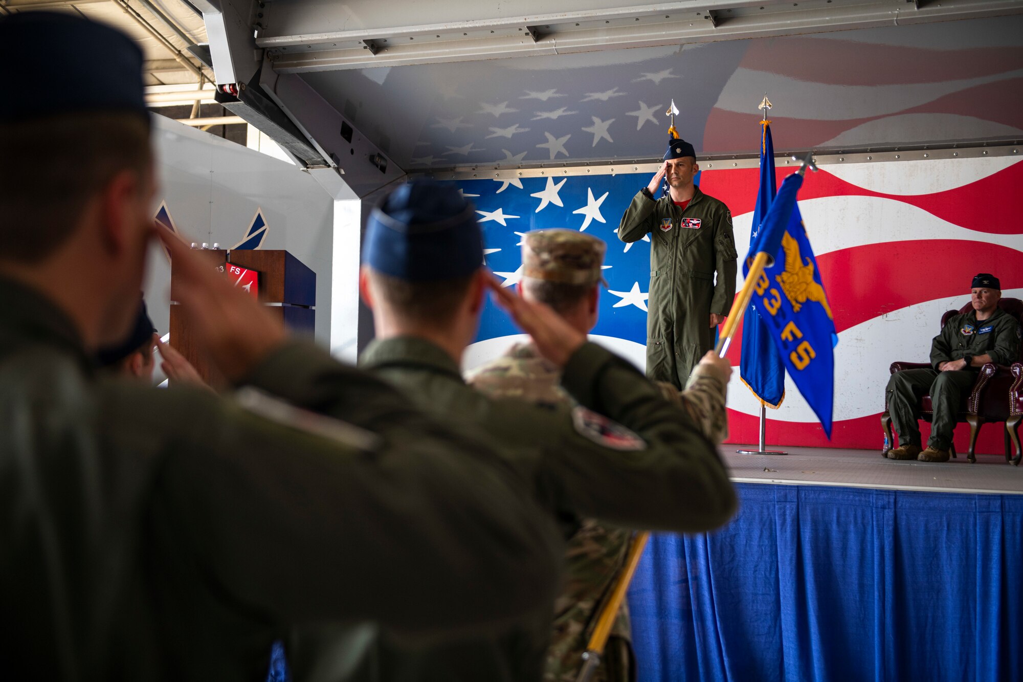 Lt. Col. Jonathan Bott relinquished command of the 333rd Fighter Squadron to Lt. Col. Drew Bures at Seymour Johnson Air Force Base, North Carolina April 30, 2021.