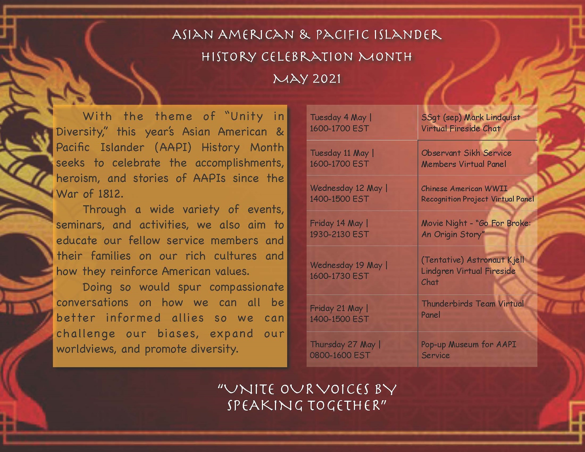 “Unity in Diversity” - JBLE celebrates Asian/Pacific American Heritage Month