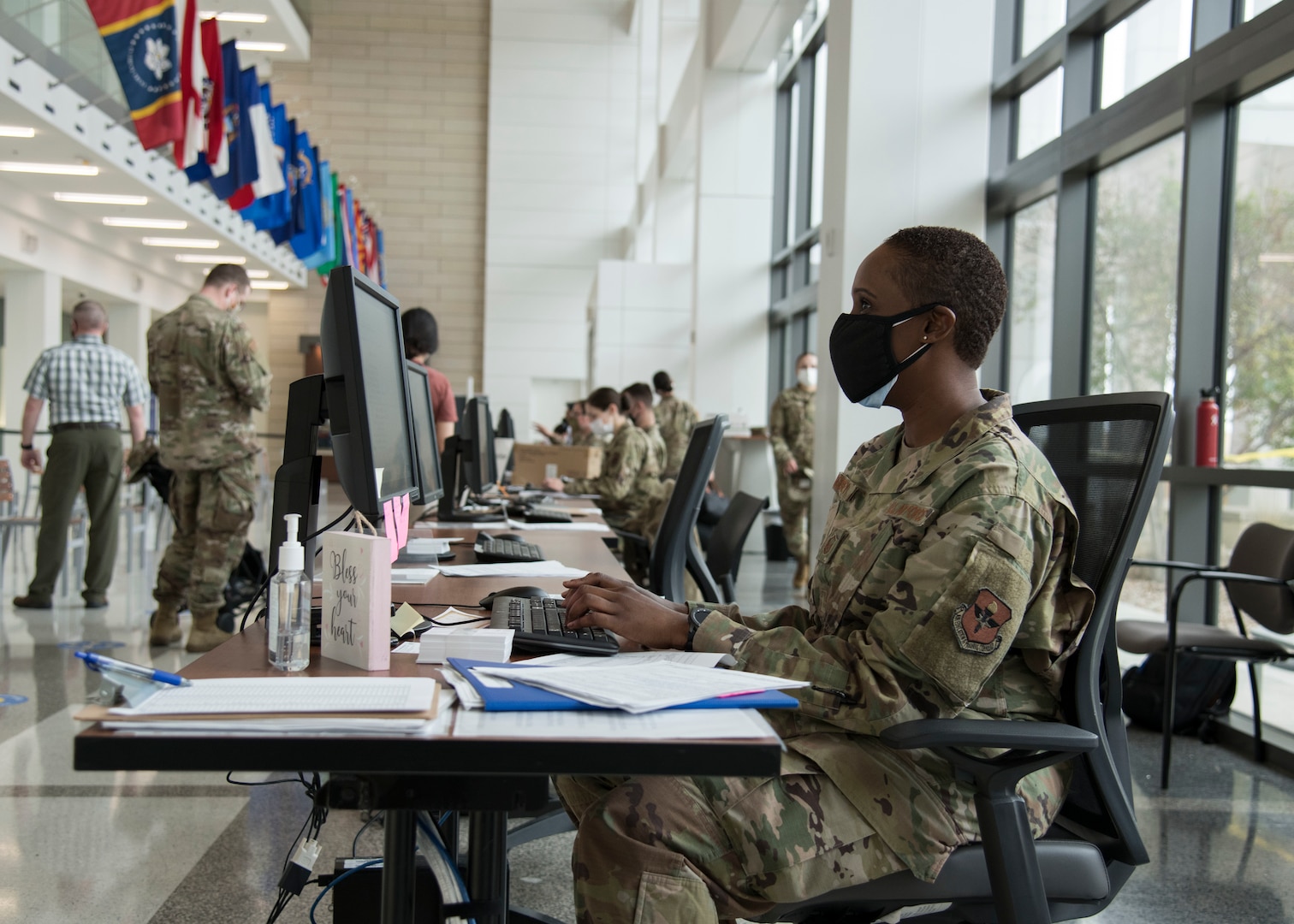 Master Sgt. Latanceia Godfrey, 59th MDW COVID-19 vaccine clinic noncommissioned officer in charge, coordinates more than 30 Airmen and civilians for the COVID-19 vaccine operation daily. 
Aside from assigning manpower and personnel she also works alongside the Airmen in the vaccine clinic. Being a leader to her means guiding, mentoring and protecting her Airmen.