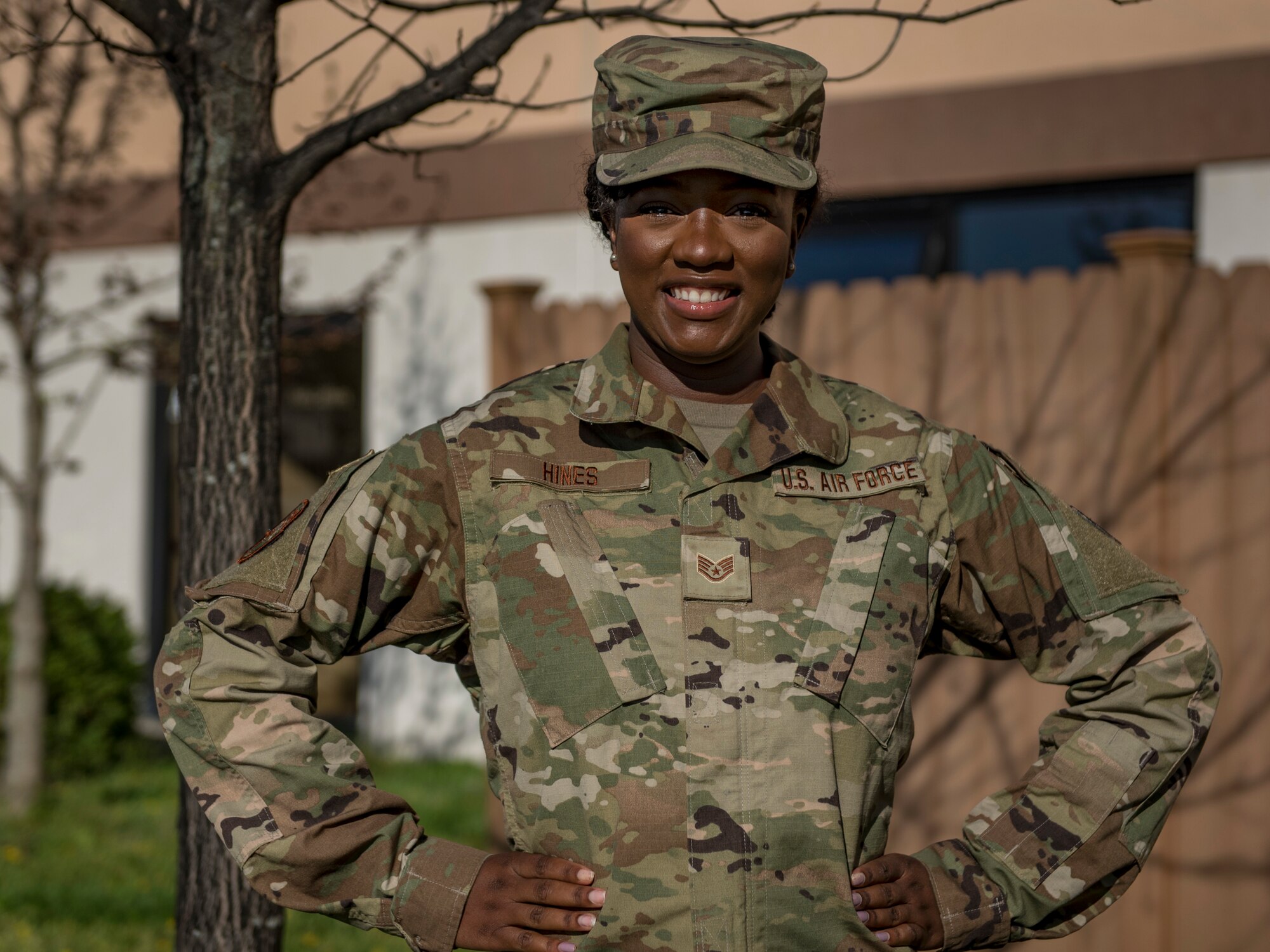 U.S. Air National Guard Staff Sgt. Cherelle Hines, an education and training specialist at the 121st Force Support Squadron, 121st Air Refueling Wing, Columbus, Ohio, poses for a photo at Rickenbacker Air National Guard Base, April 11, 2021. Hines was recently recognized as the 2021 Outstanding Black Leader of Tomorrow for the city of Bloomington, Indiana. (U.S. Air National Guard photo by Senior Airman Mikayla Gibbs)