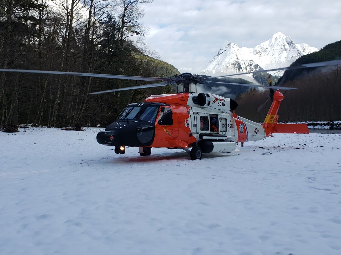 An MH-60 Jayhawk helicopter from Coast Guard Air Station Sitka