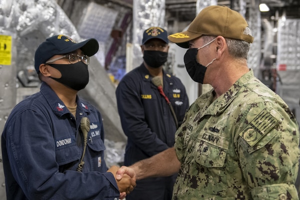 Vice Adm. Kitchener Visits USS Gabrielle Giffords